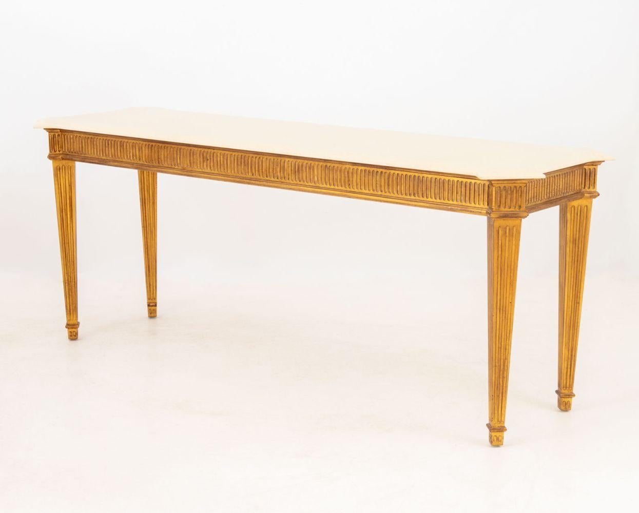 George III Style Travertine Top Giltwood Console For Sale 1
