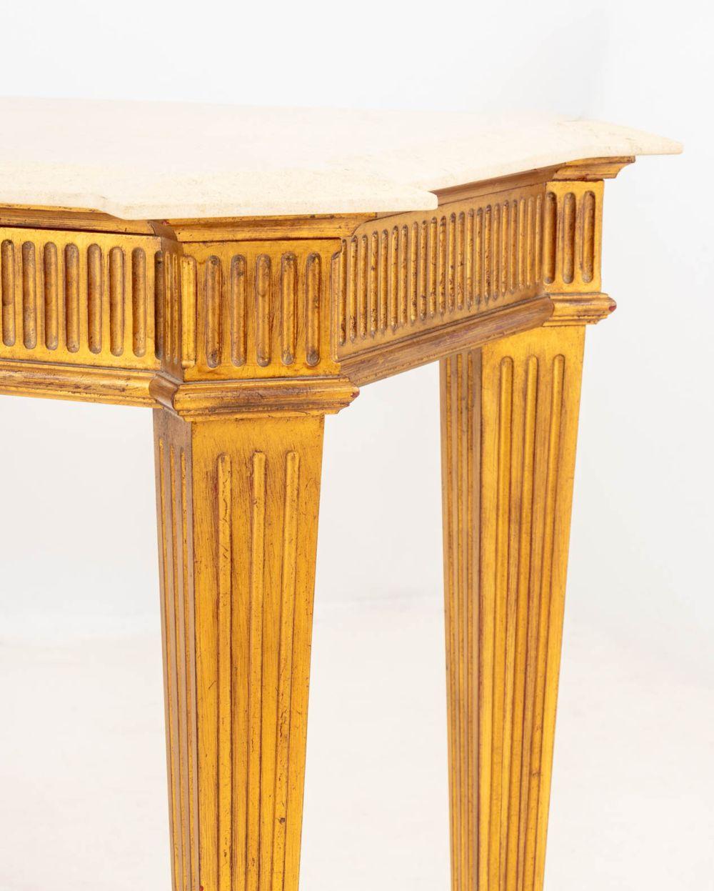 George III Style Travertine Top Giltwood Console For Sale 2