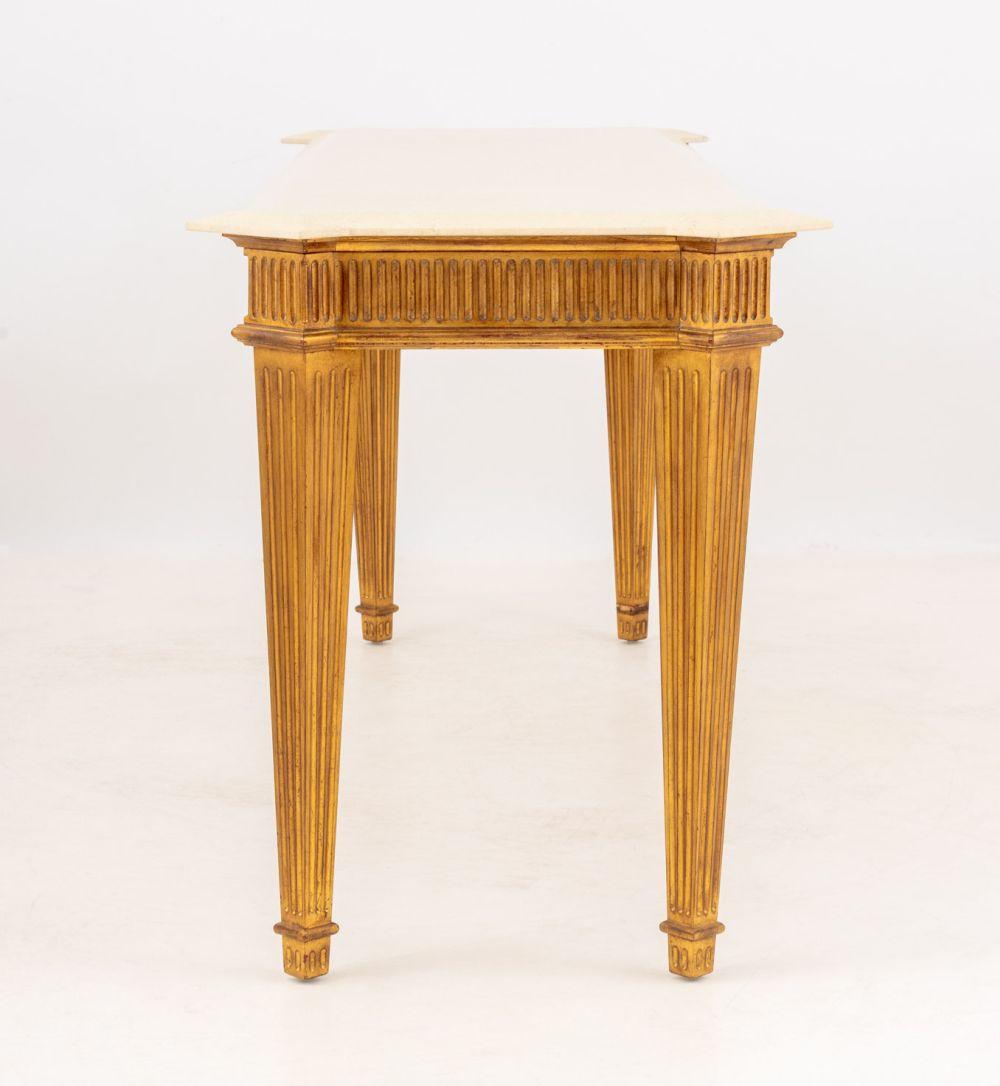 George III Style Travertine Top Giltwood Console For Sale 3