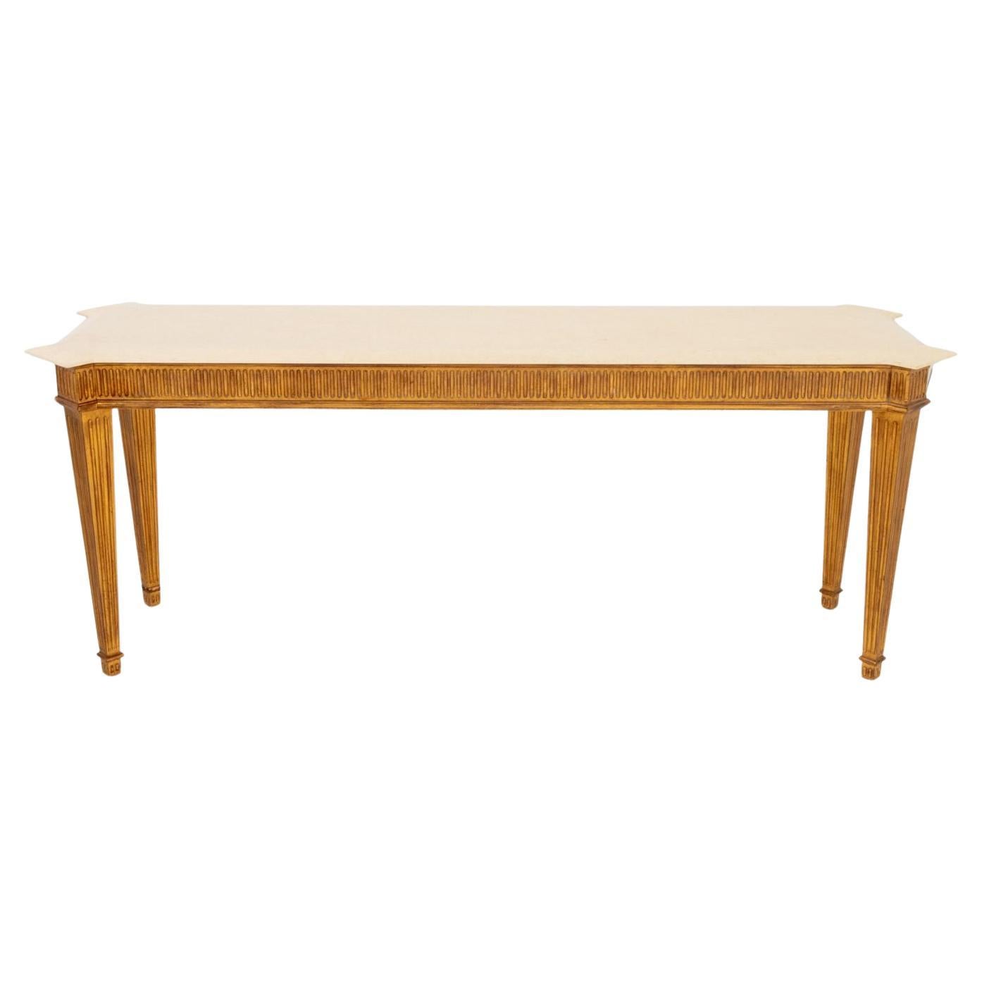 George III Style Travertine Top Giltwood Console For Sale