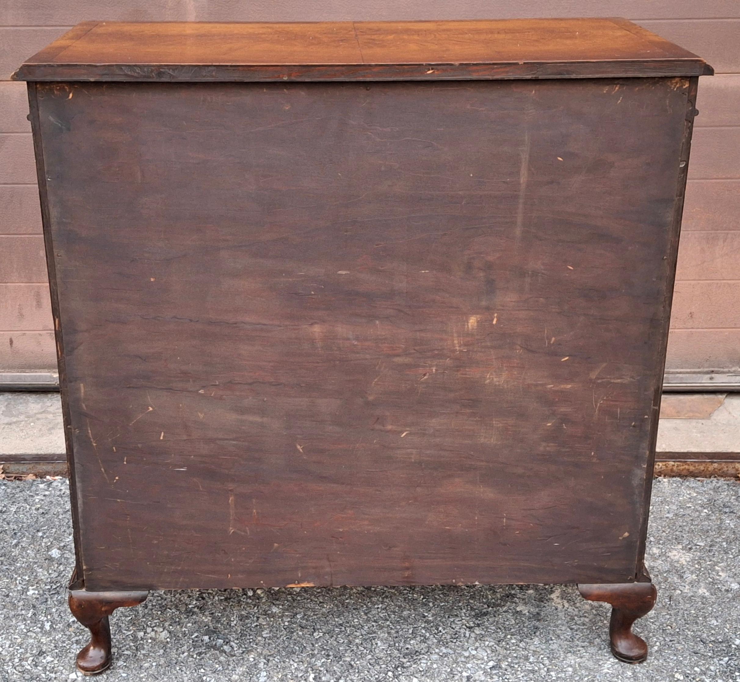 George III Style Crotch Walnut Double Door 4-Drawer Locking Filing Cabinet For Sale 8