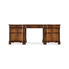 George III Style Walnut Pedestal Desk – Leather Top
