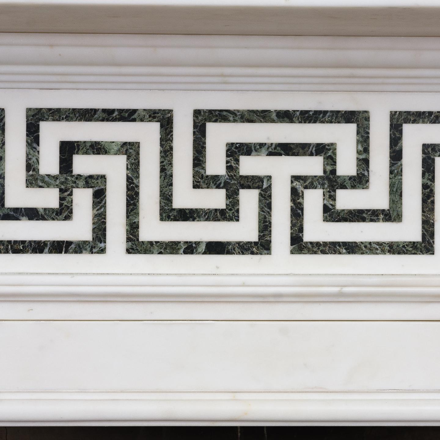 George III Style White Marble and Inlaid Fireplace 2