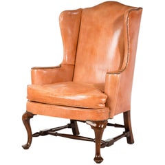 Antique George III Style Wing Chair with the Finest Hide Covering