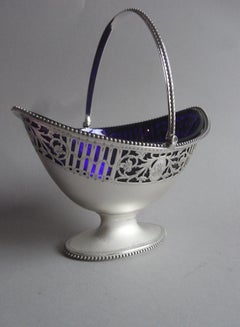 Panier à sucre George III fabriqué à Londres par William Plummer, 1785