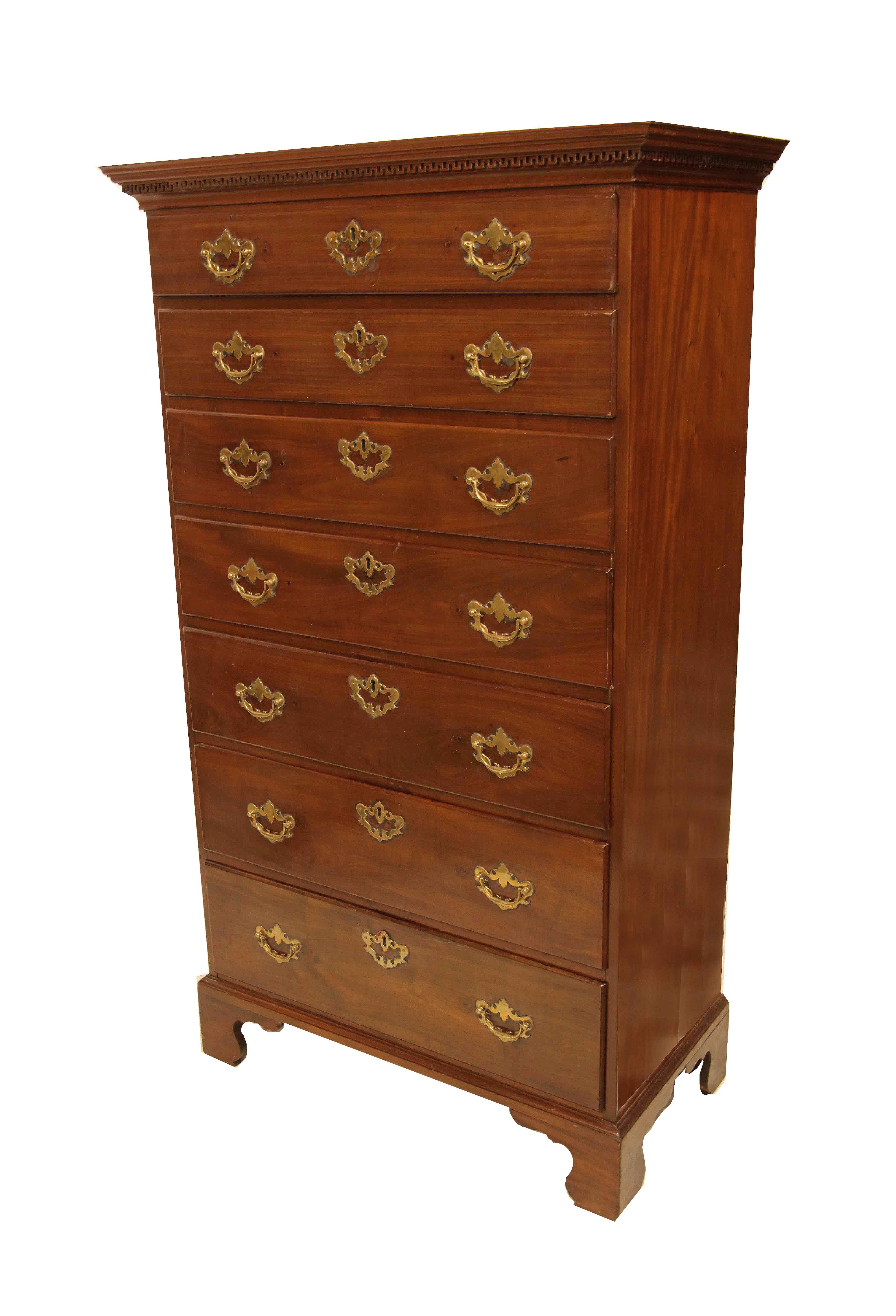English George III Tall Mahogany Chest For Sale