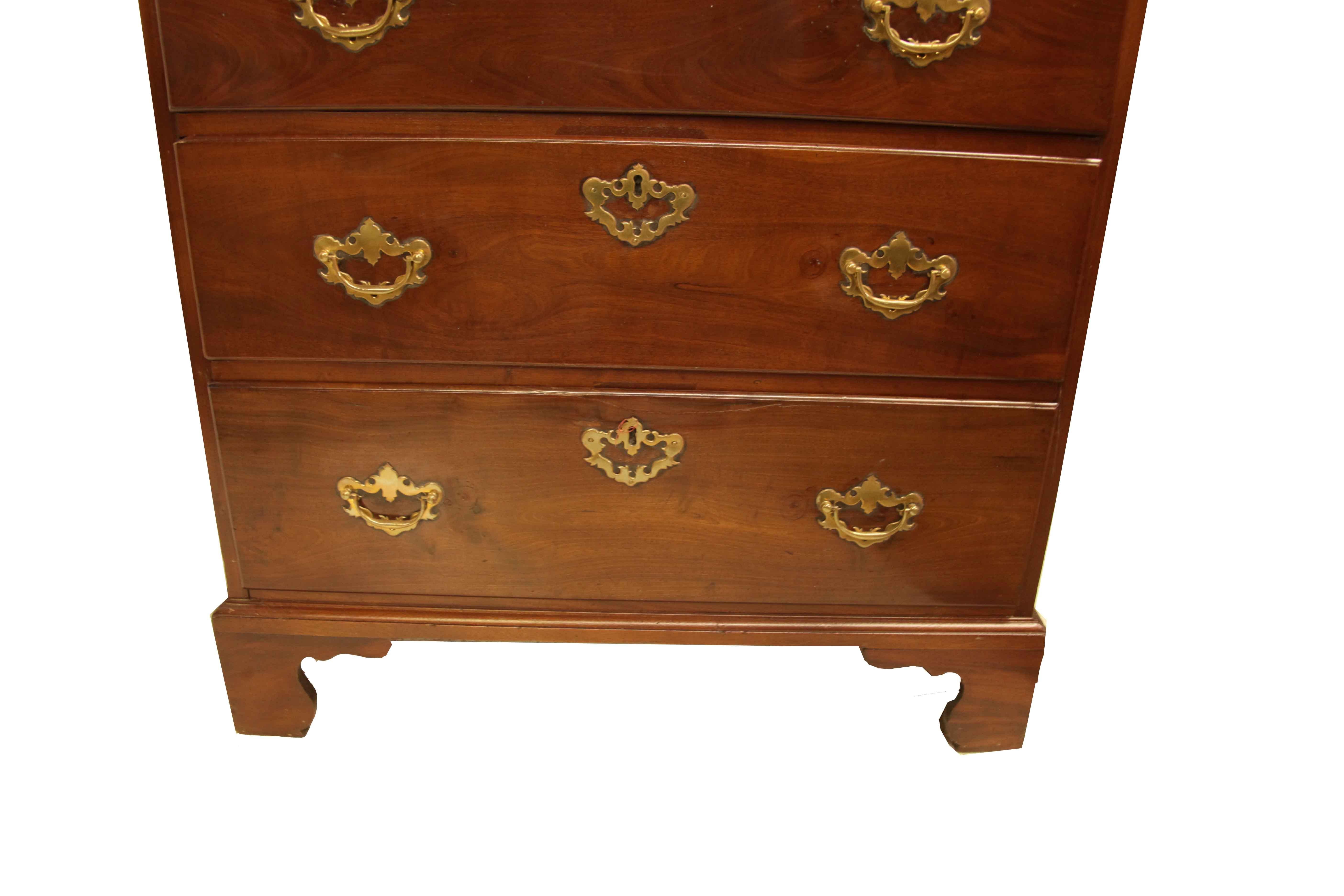 Brass George III Tall Mahogany Chest For Sale