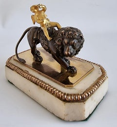 George III Thomas Weeks Paperweight of Cupid Riding a Lion