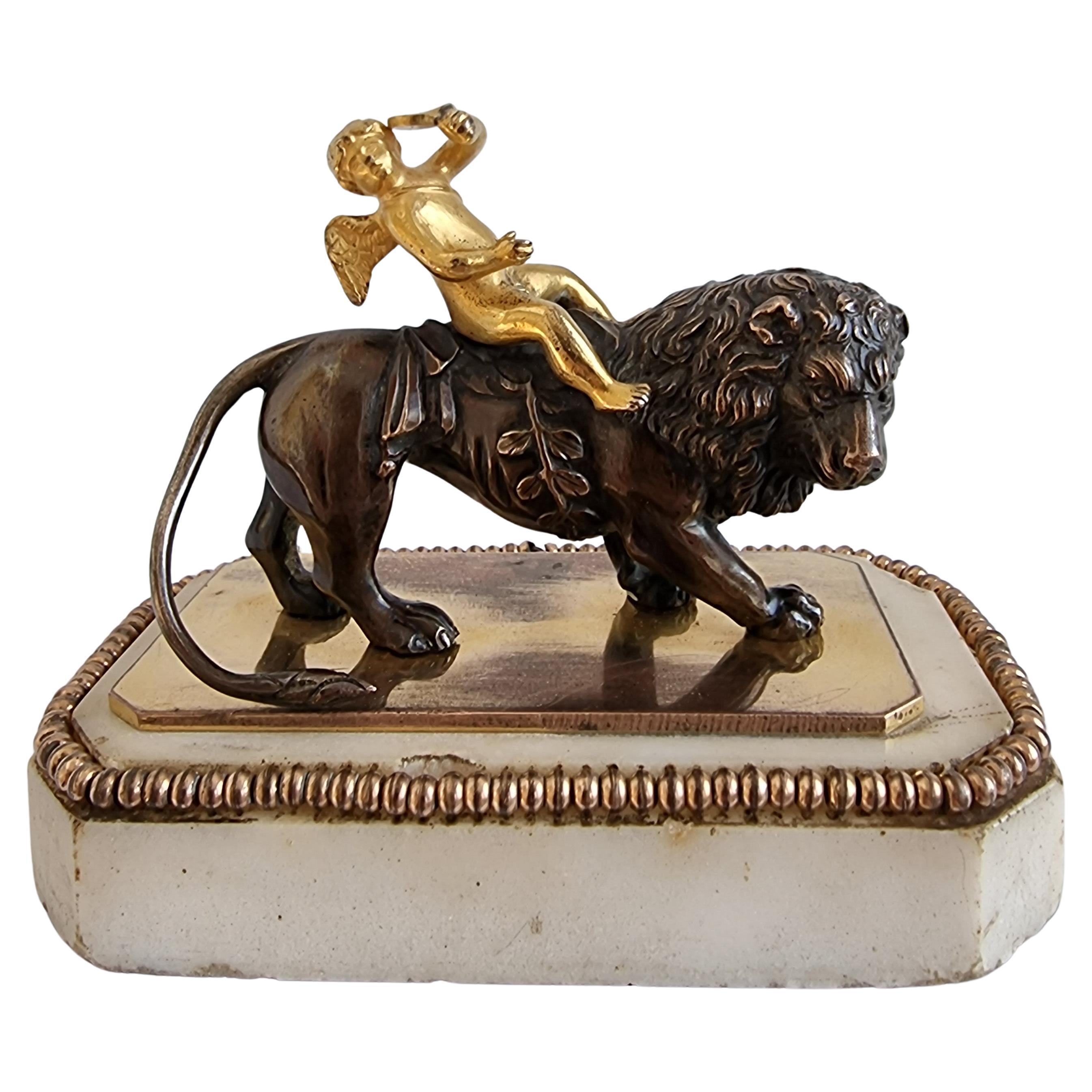 George III Thomas Weeks Paperweight of Cupid Riding a Lion For Sale