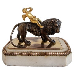 George III Thomas Weeks Briefbeschwerer mit Amor, der auf einem Löwen reitet