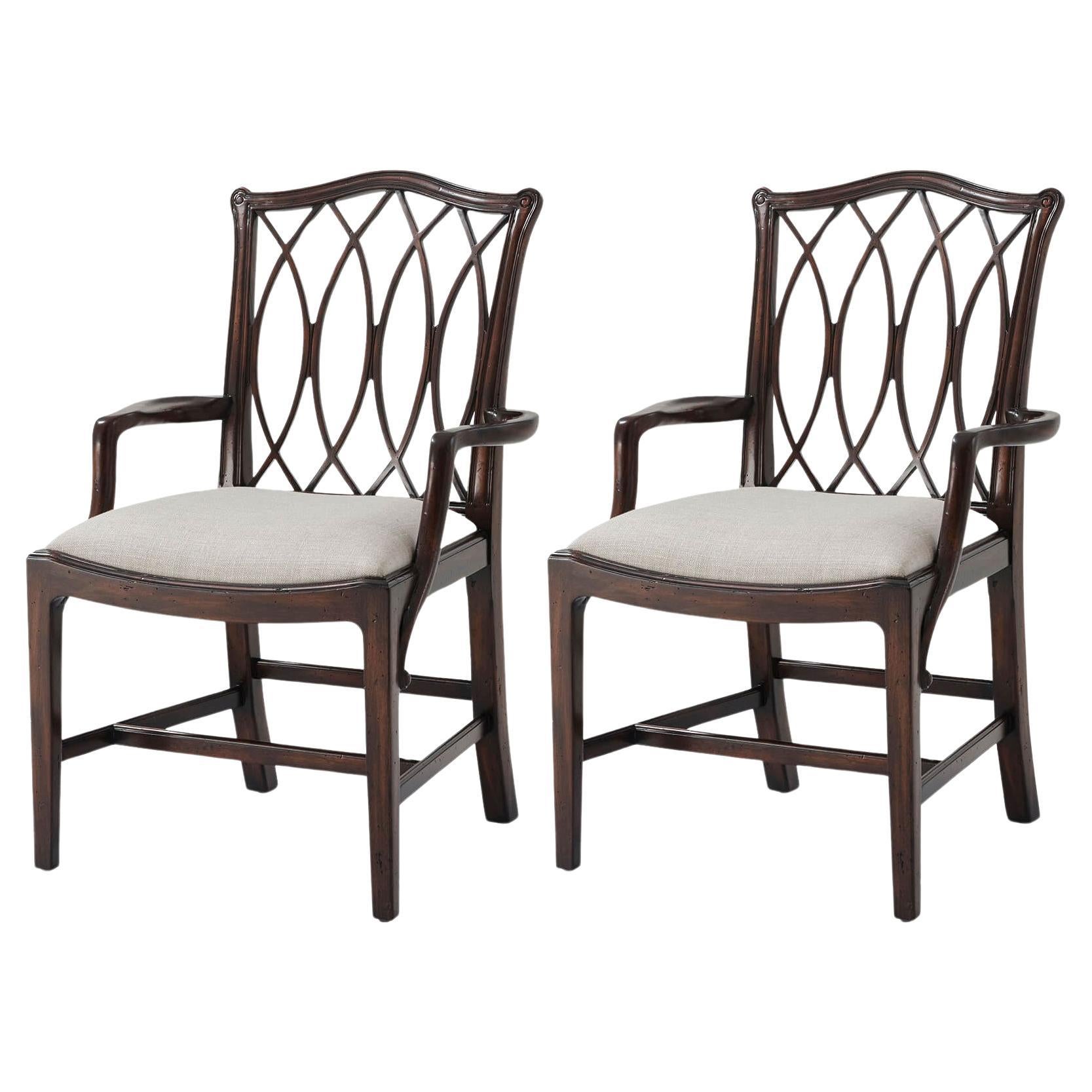 George III Trellis Back Armchairs