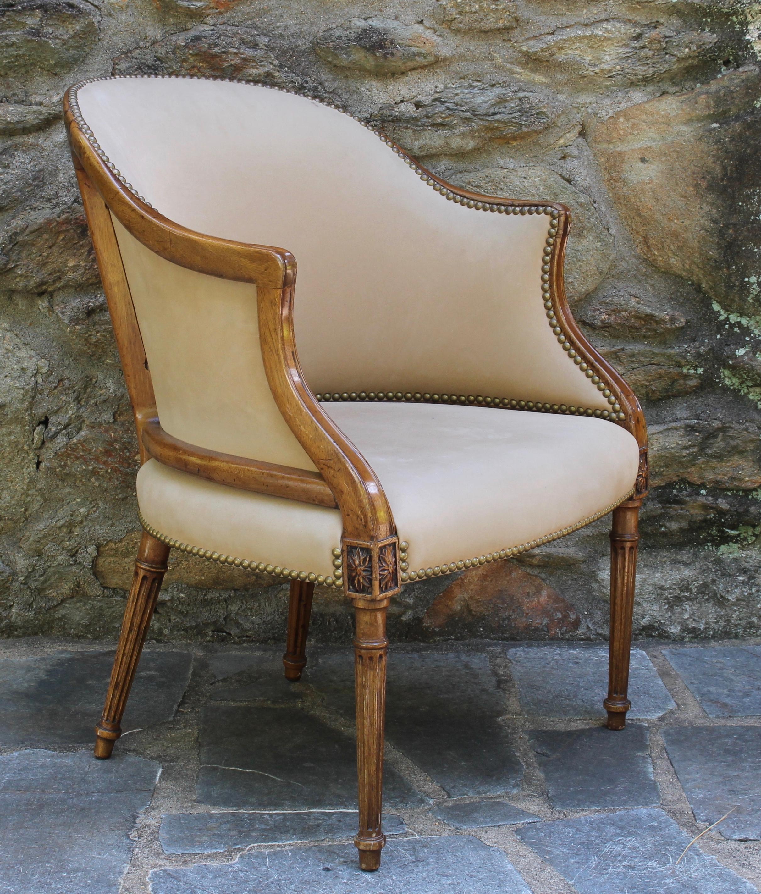 English George III Tub Chair in the French Taste