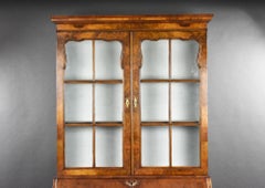 George III Walnut Bureau Bookcase