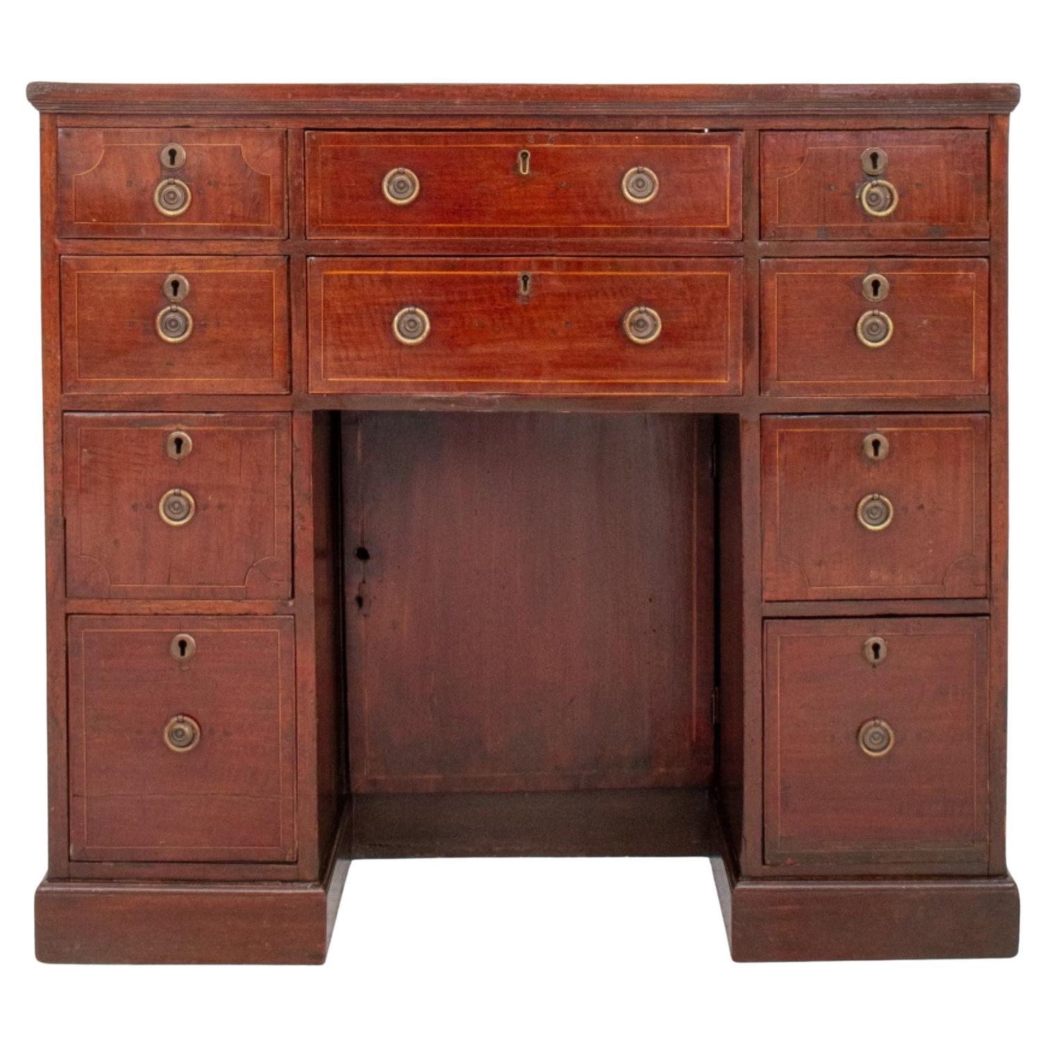 George III Walnut Tall Kneehole Desk, ca. 1800 For Sale