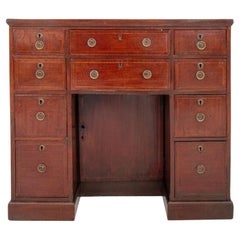 Antique George III Walnut Tall Kneehole Desk, ca. 1800