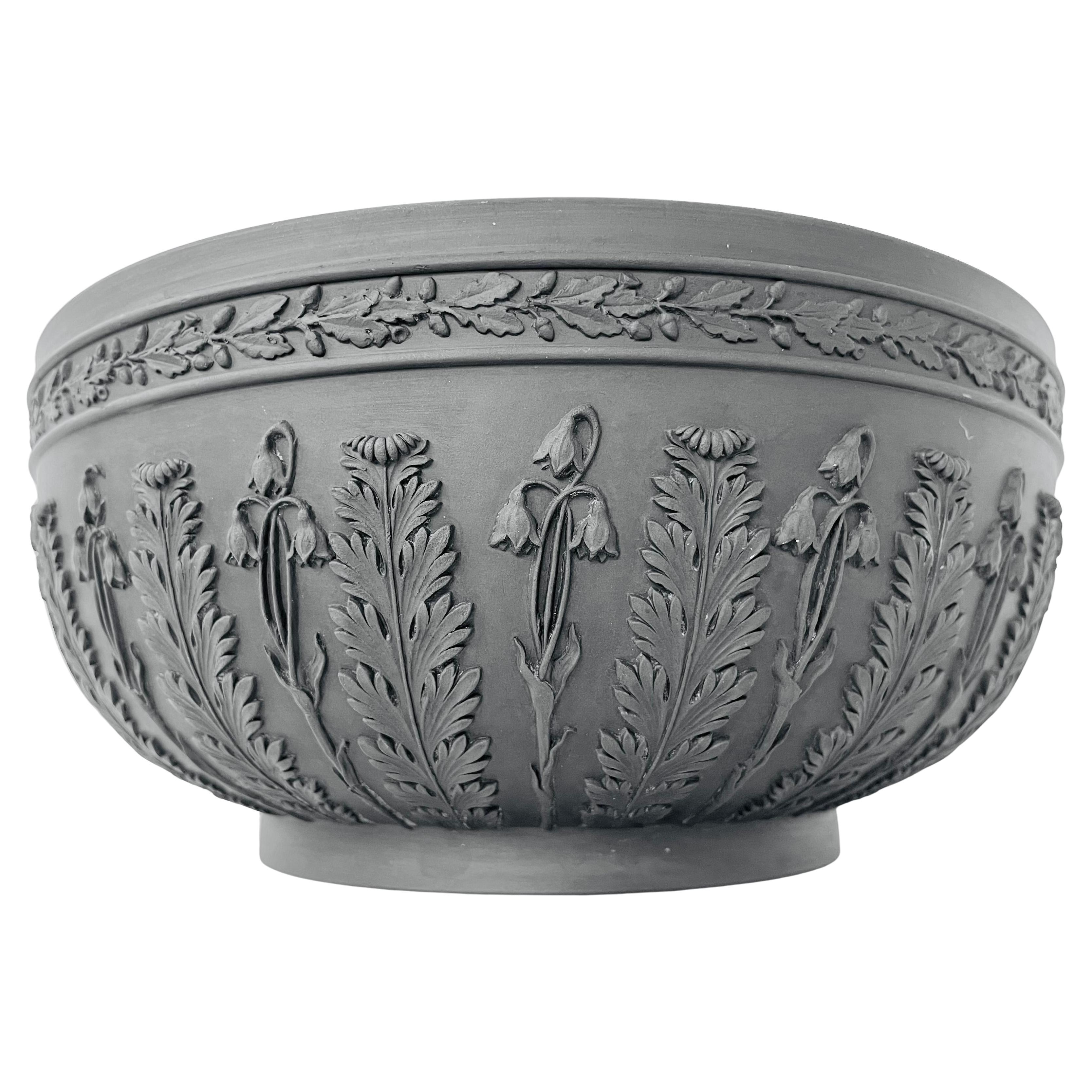 George III Wedgwood Black Basalt Ware Acanthus Bowl For Sale at