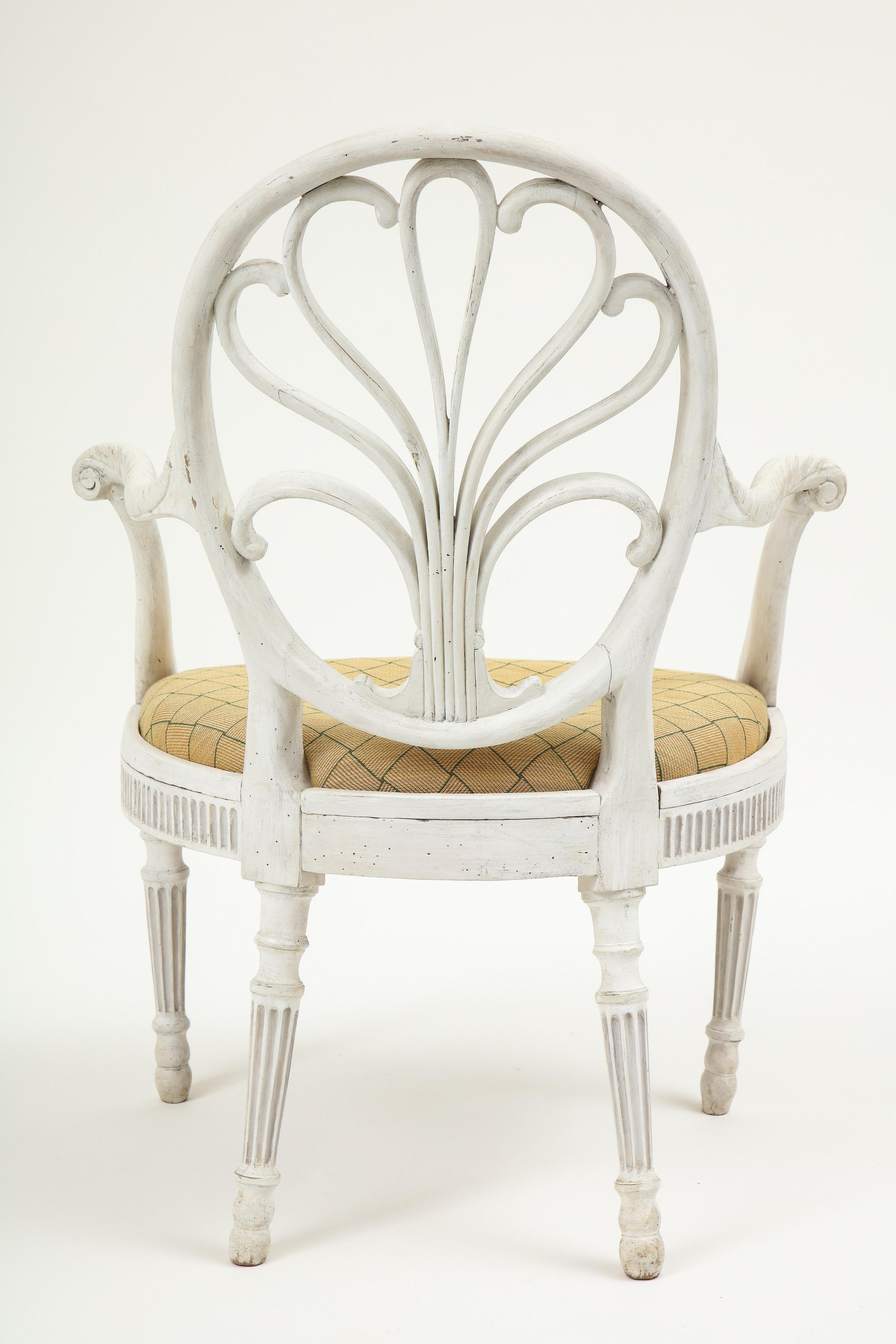 English George III White-Painted Armchair Attributed to Gillows