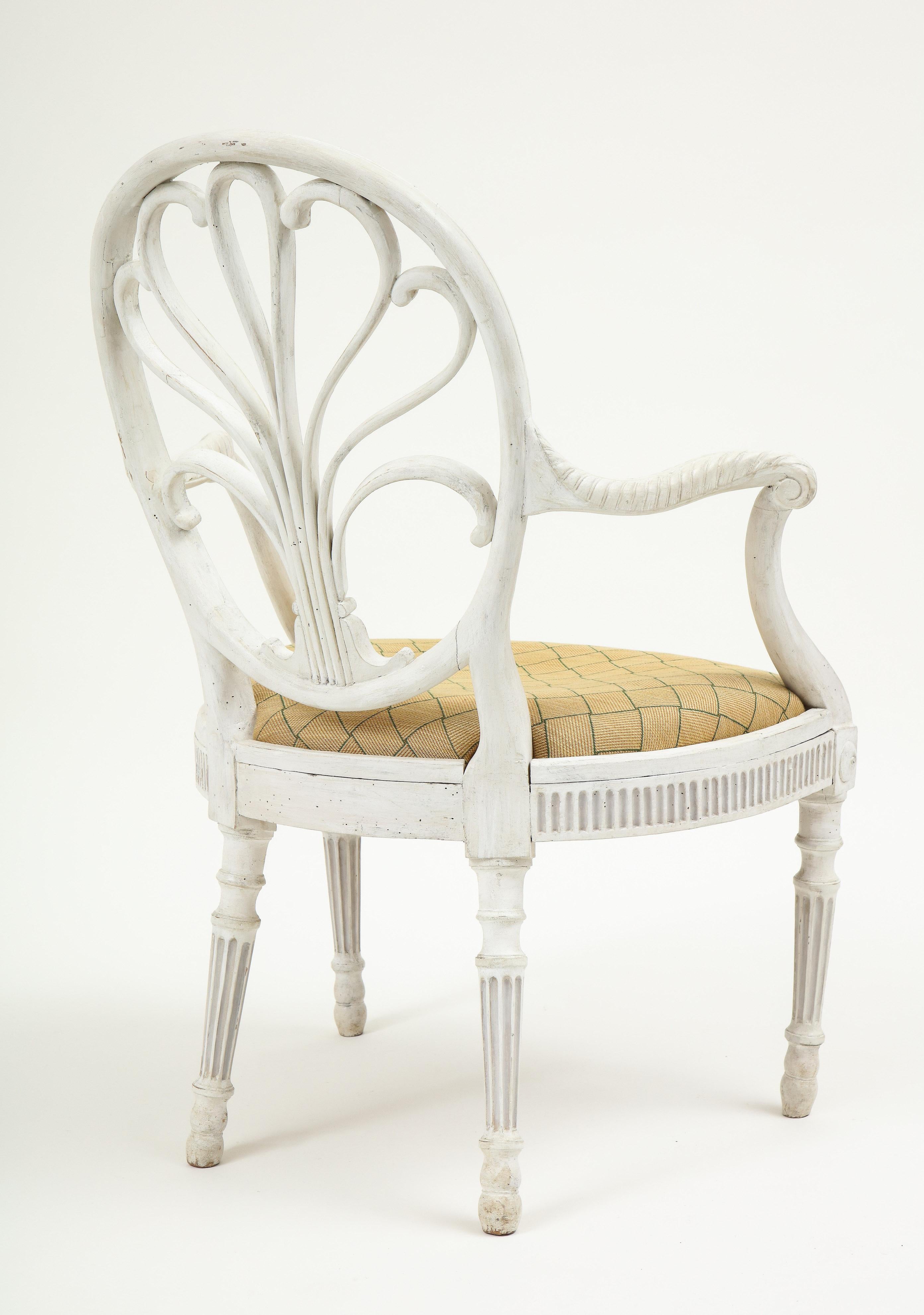 George III White-Painted Armchair Attributed to Gillows 1