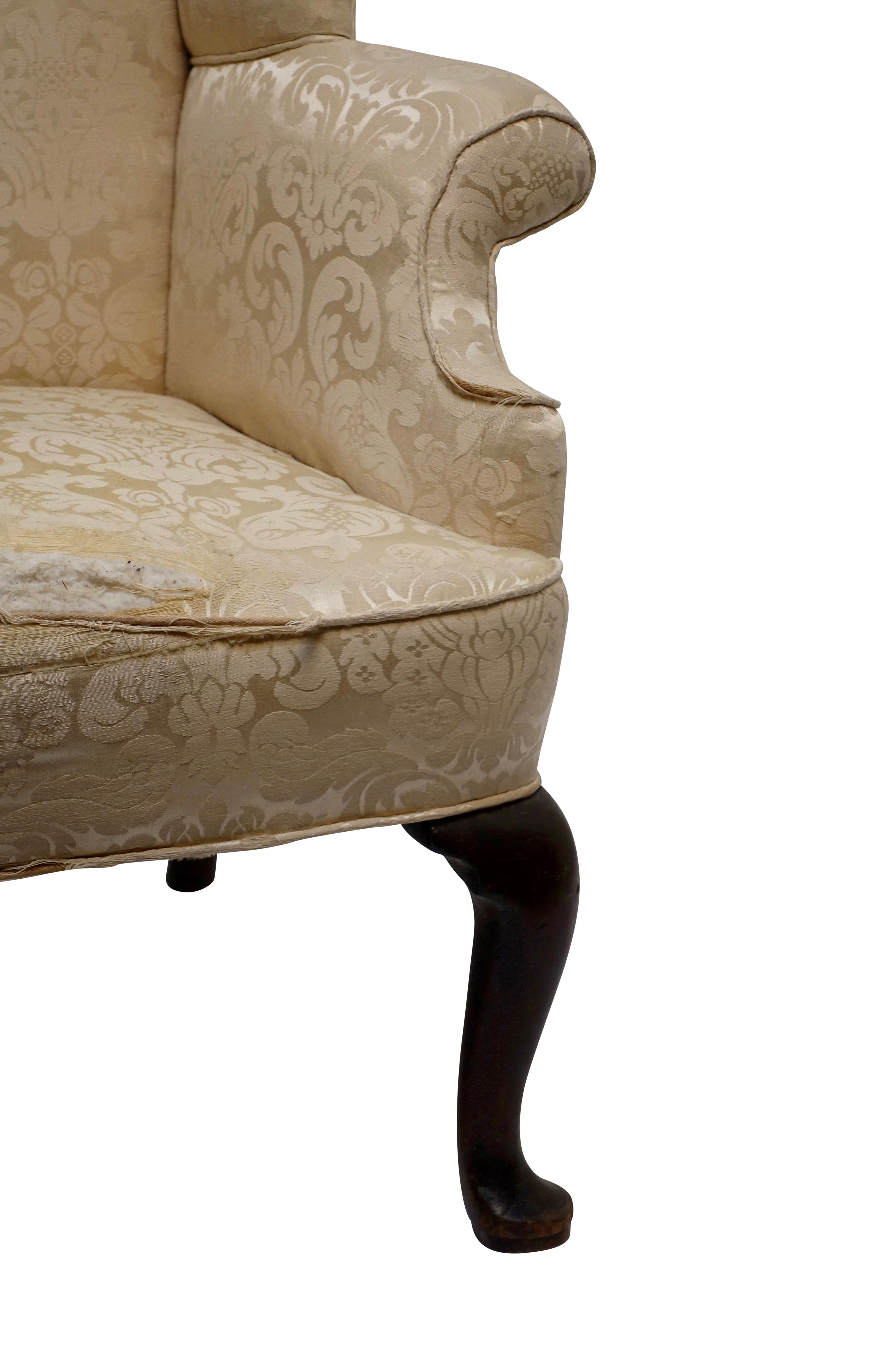 Upholstery George III Wingback Chair, English, circa 1800 For Sale