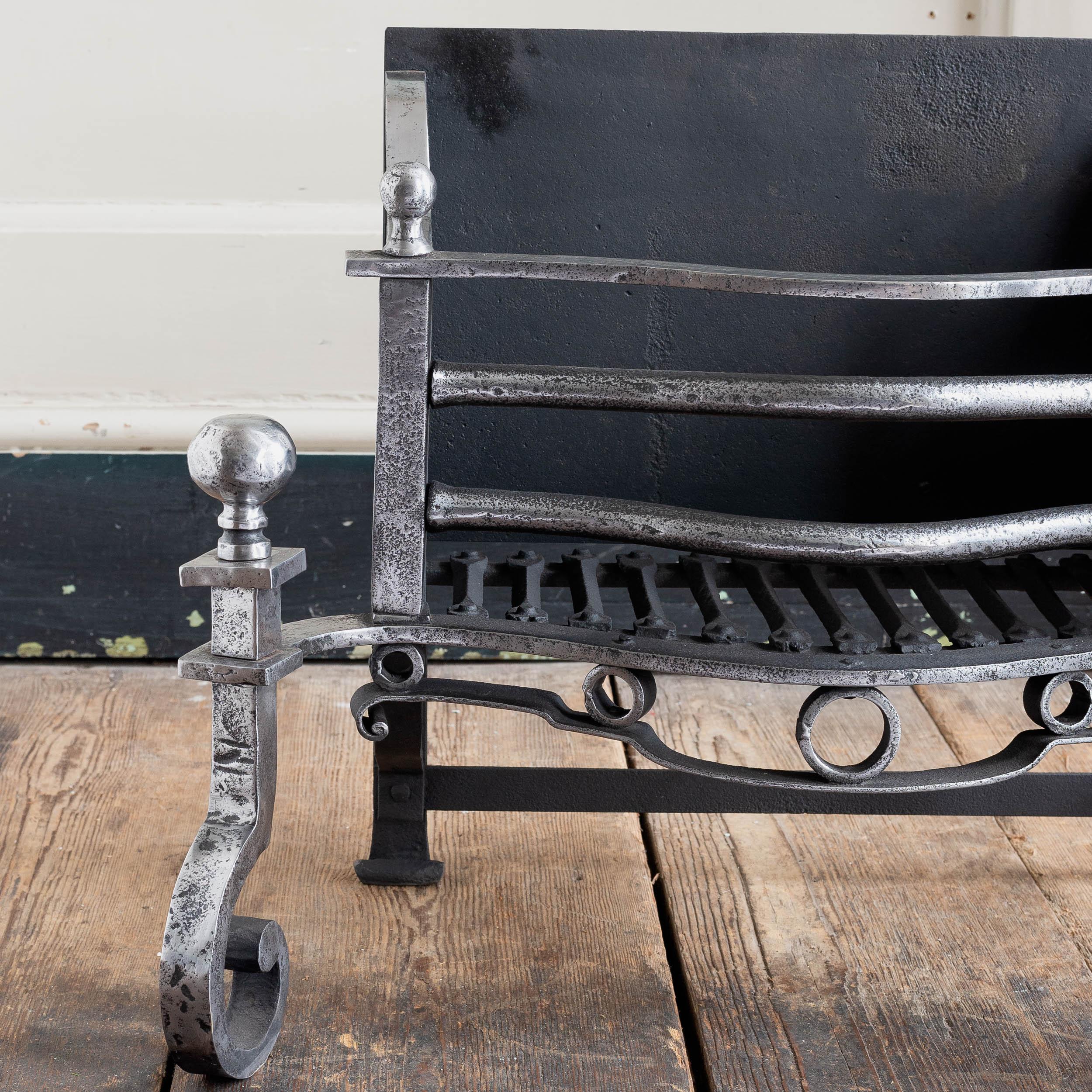 18th Century and Earlier George III Wrought Iron Fire Basket For Sale
