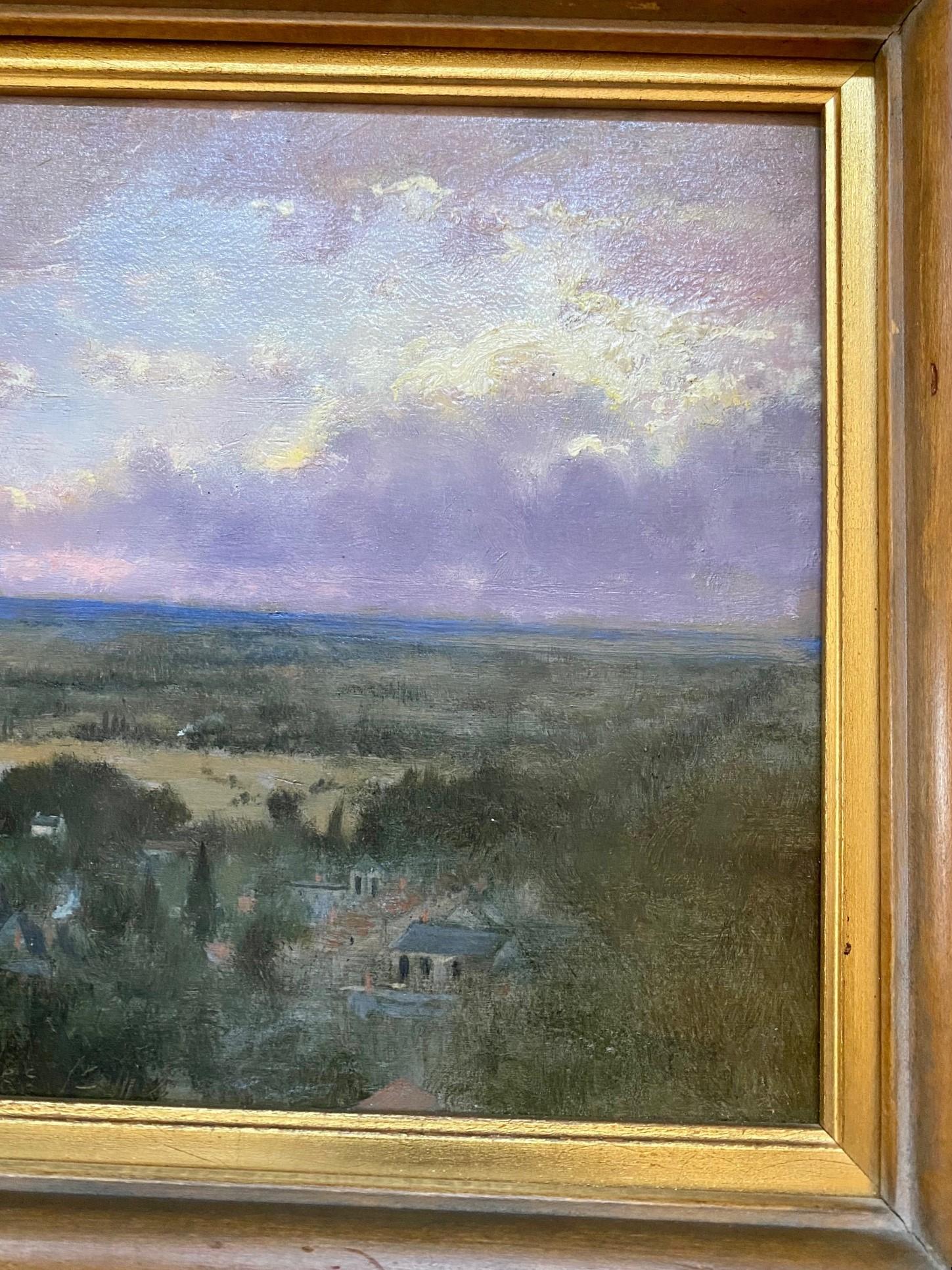 American George Inness II Oil on Panel Coastal Plain at Sunrise, Signed, circa 1887 For Sale