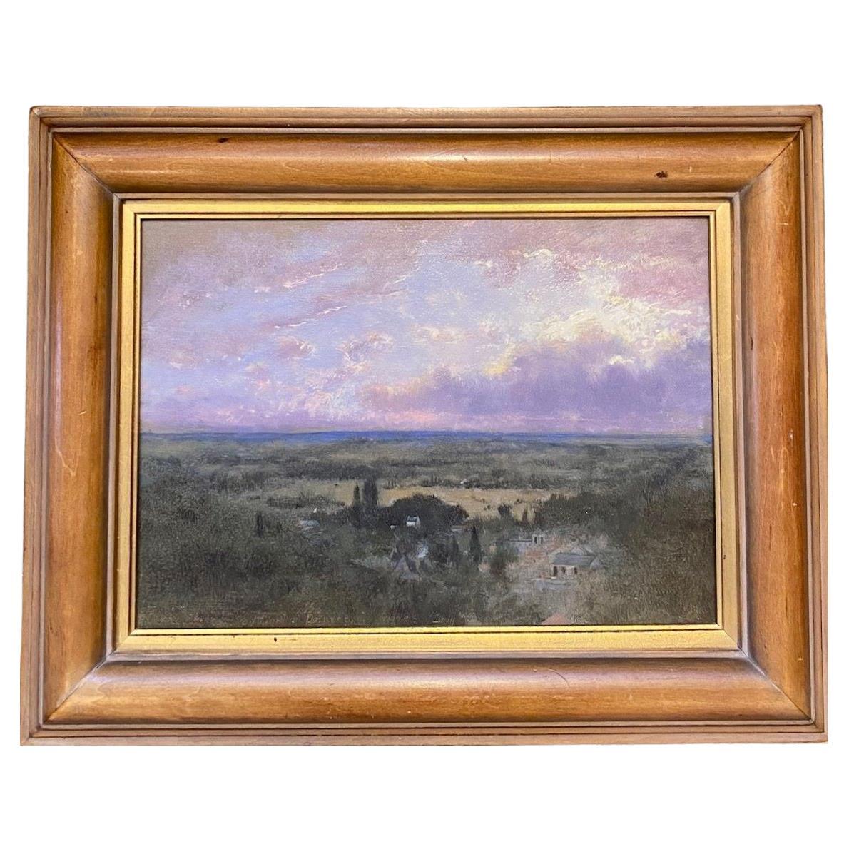 George Inness II Oil on Panel Coastal Plain at Sunrise, Signed, circa 1887 For Sale