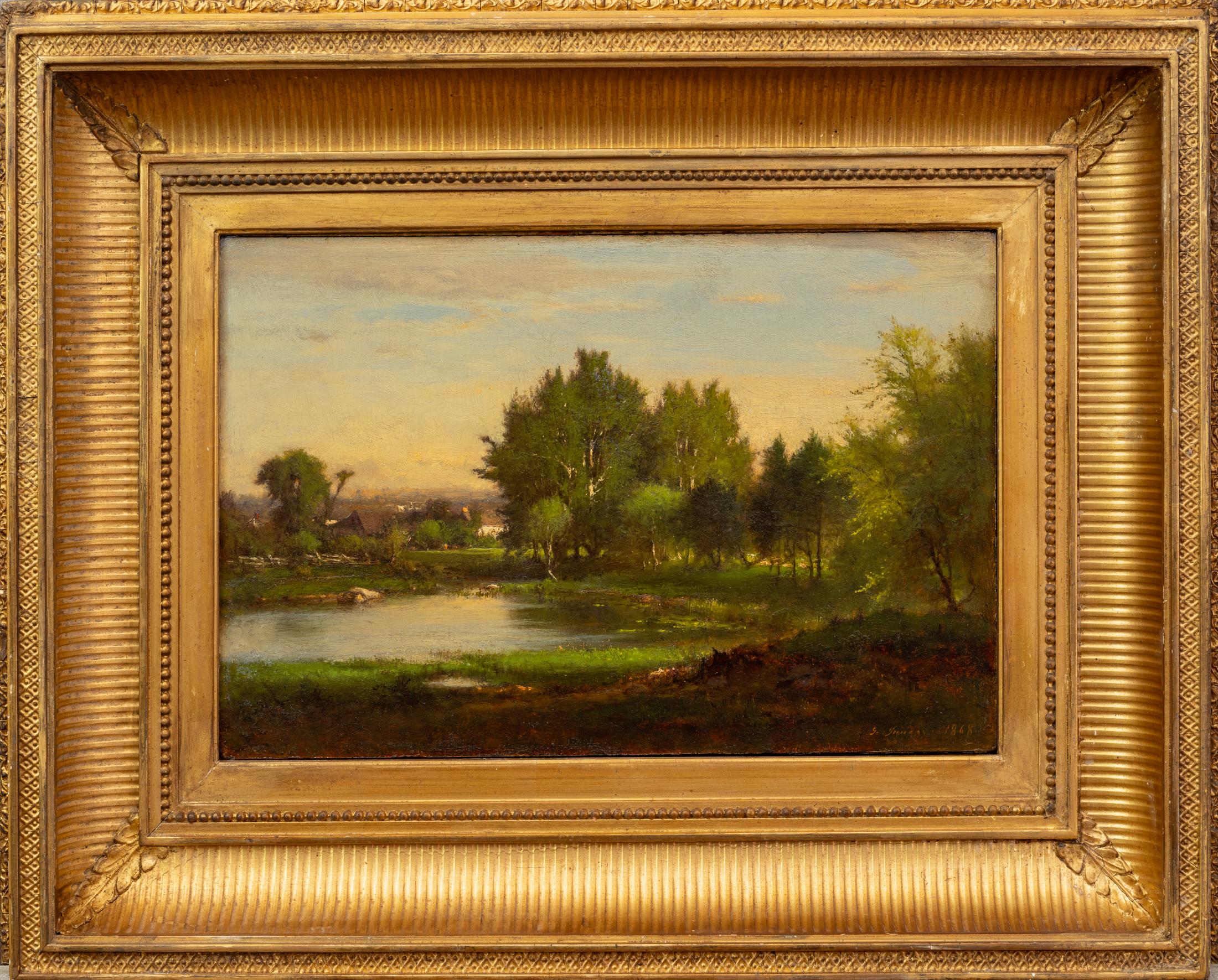 Landscape, Medfield, Mass., 1868 - Painting by George Inness
