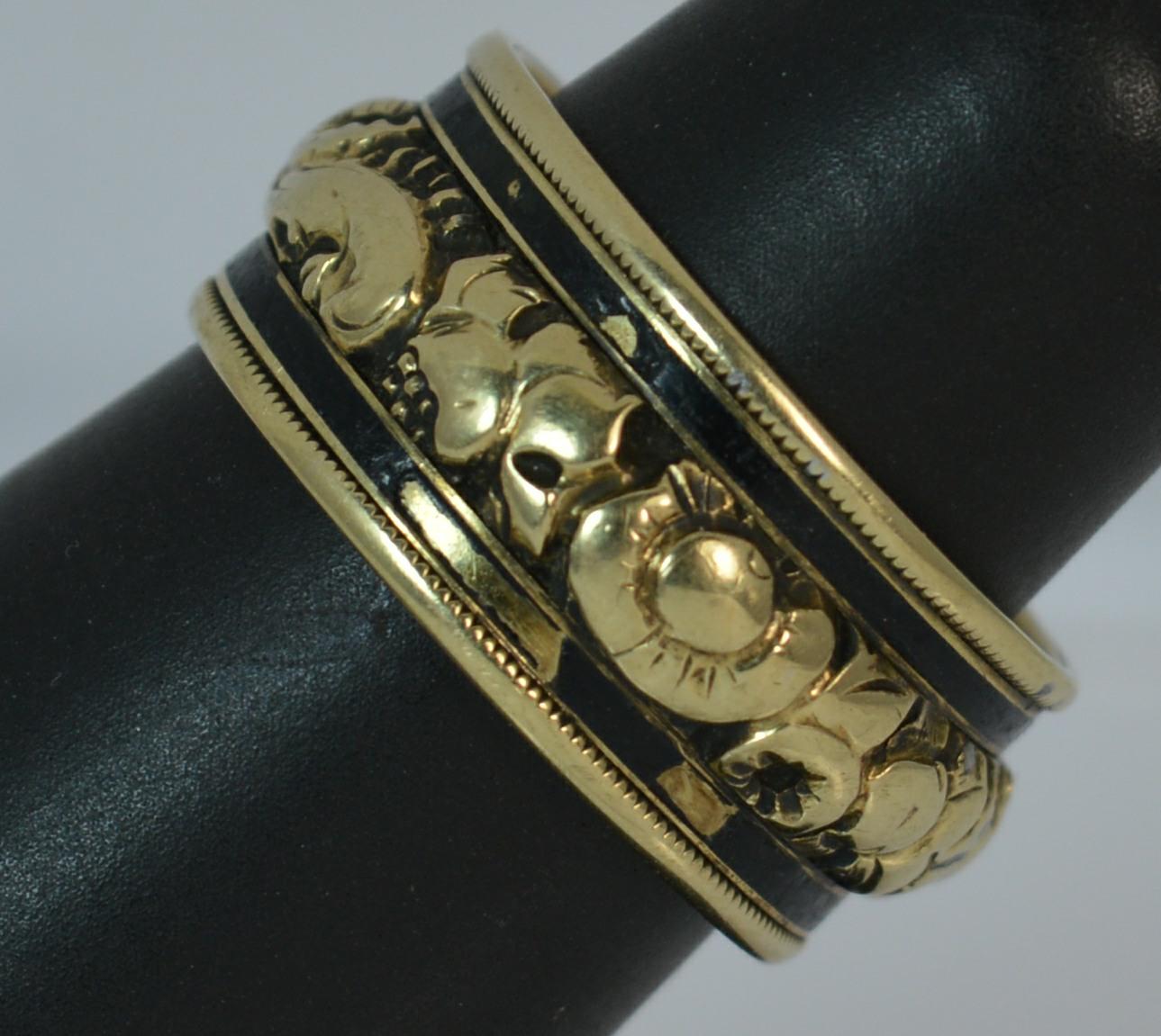 George IV 18 Carat Gold and Enamel Mourning Band Stack Ring 6