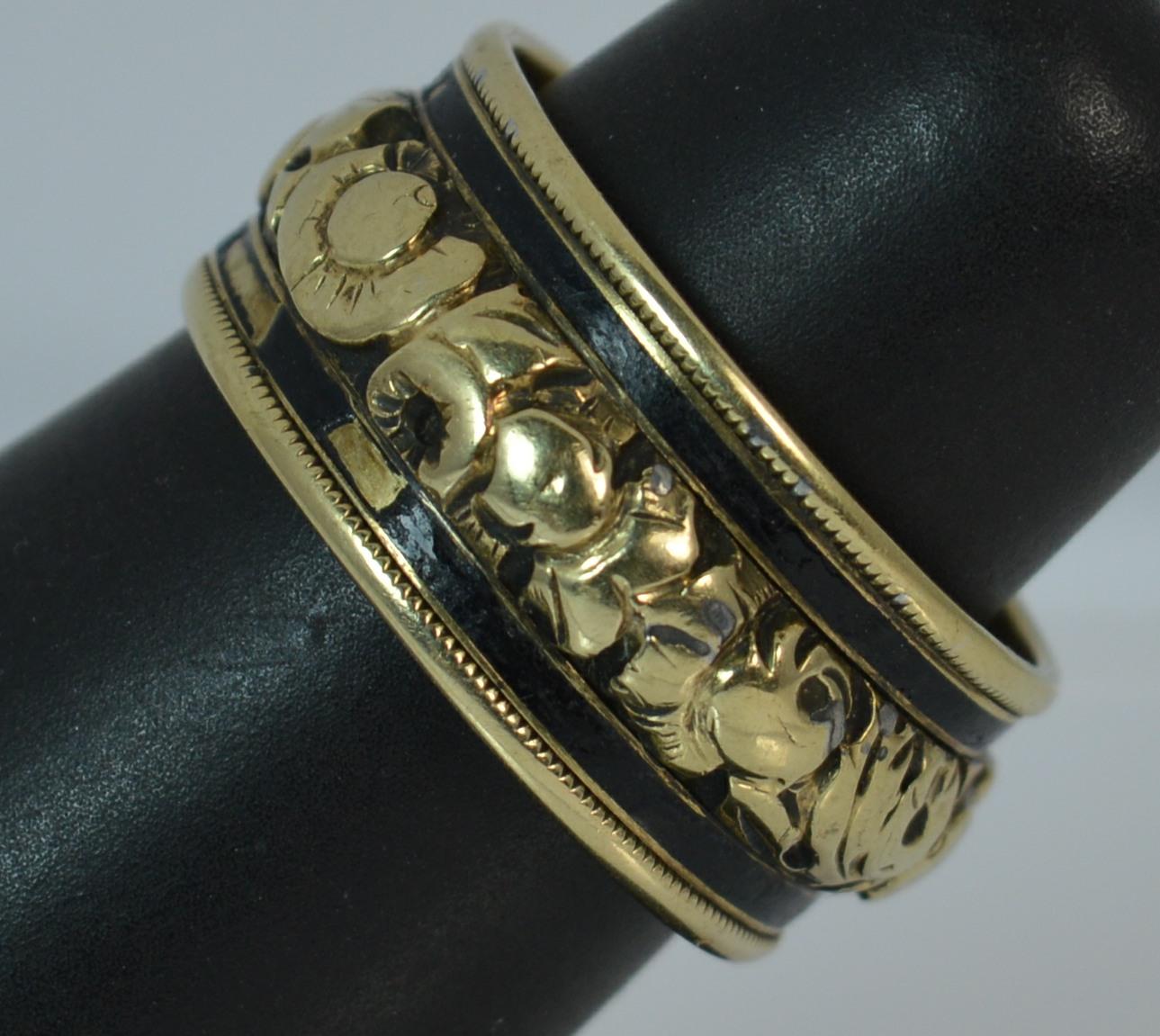 George IV 18 Carat Gold and Enamel Mourning Band Stack Ring 7