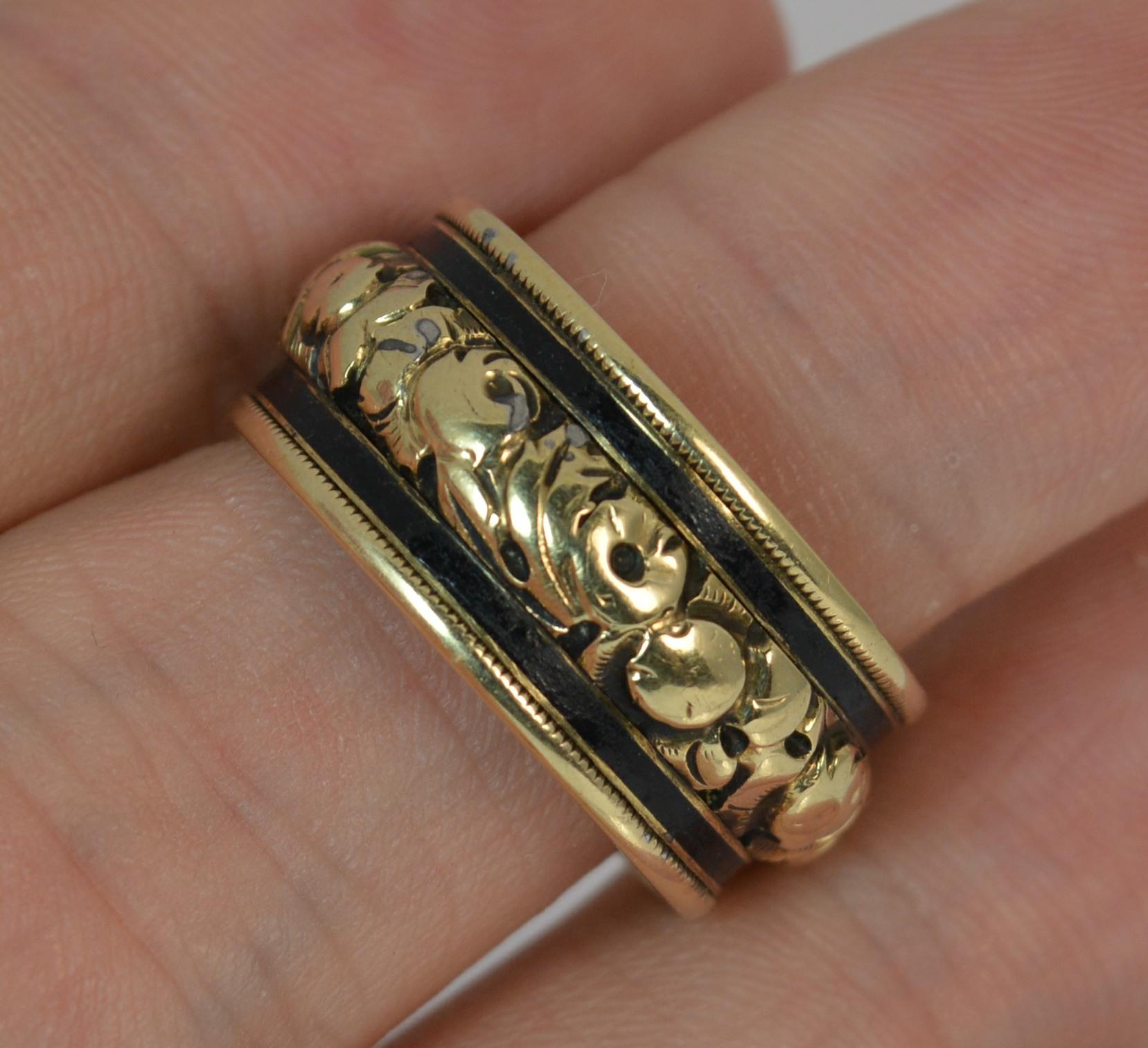 George IV 18 Carat Gold and Enamel Mourning Band Stack Ring 1