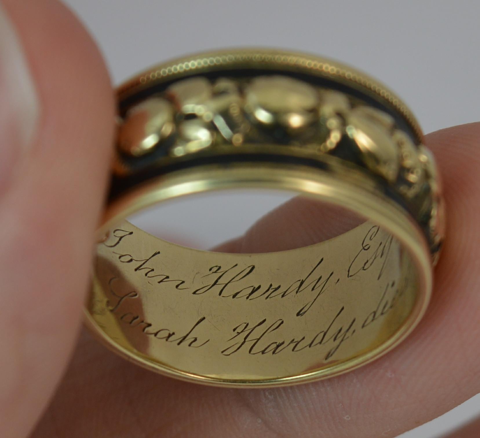 George IV 18 Carat Gold and Enamel Mourning Band Stack Ring 2