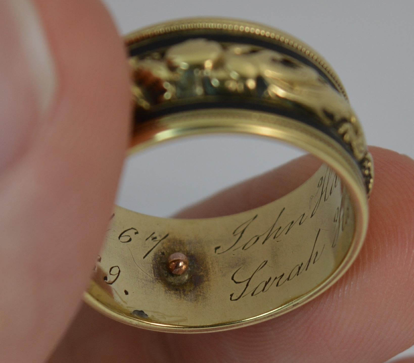 George IV 18 Carat Gold and Enamel Mourning Band Stack Ring 5