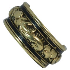George IV 18 Carat Gold and Enamel Mourning Band Stack Ring