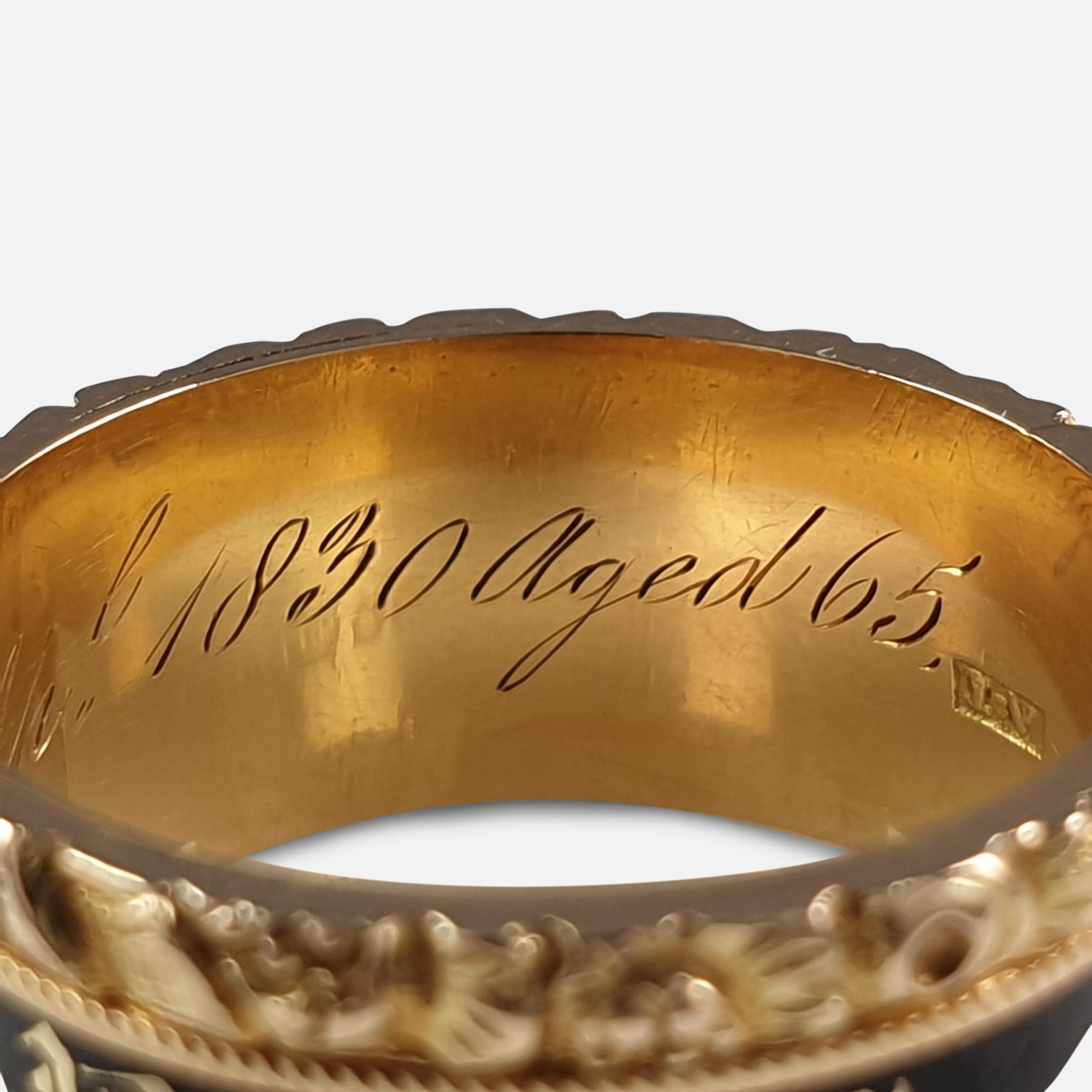 George IV 18 Karat Gold and Enamel Memorial Mourning Ring, London, 1829 5