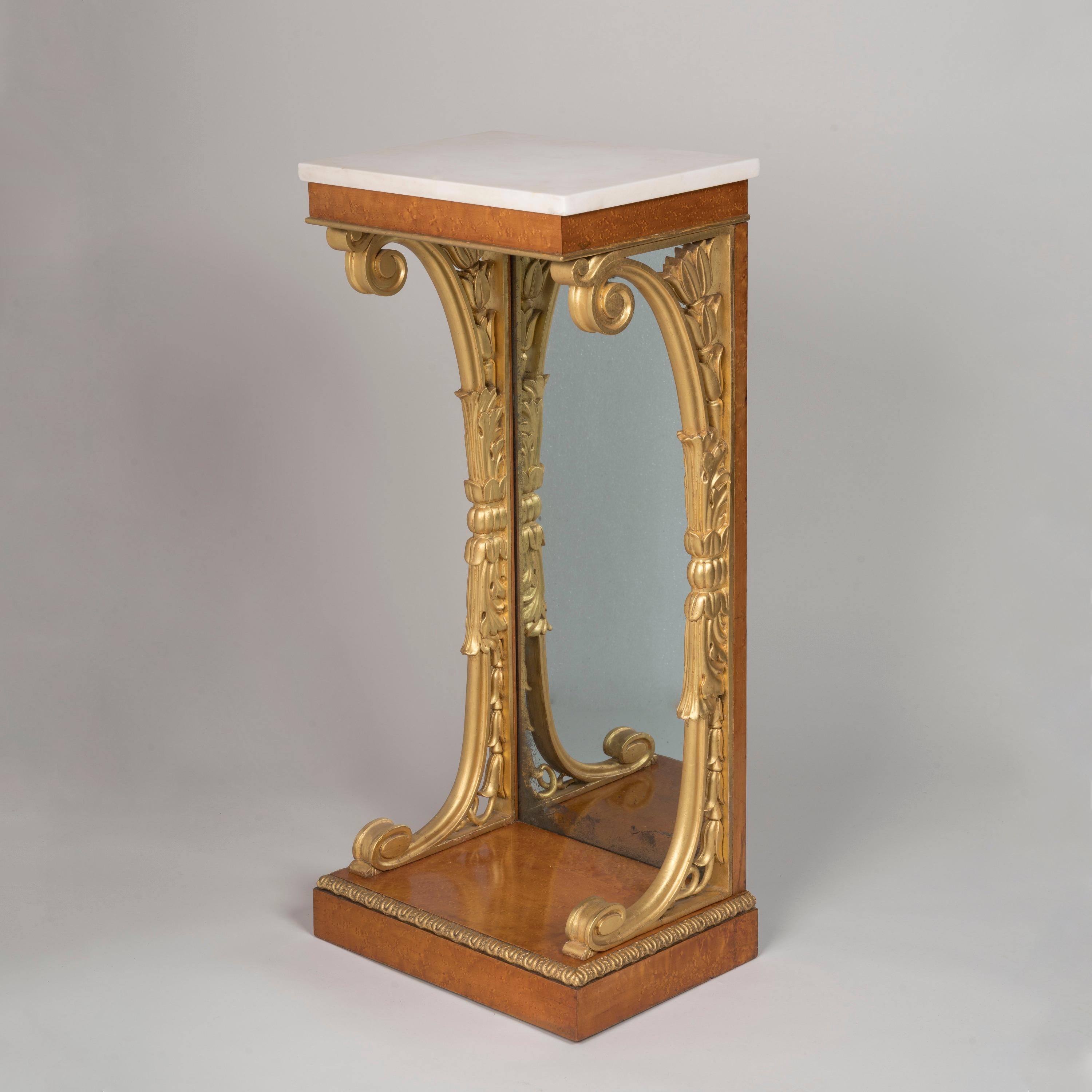 George IV Amboyna and Parcel Gilt Console Table with Marble Top, Circa 1825 In Good Condition For Sale In London, GB