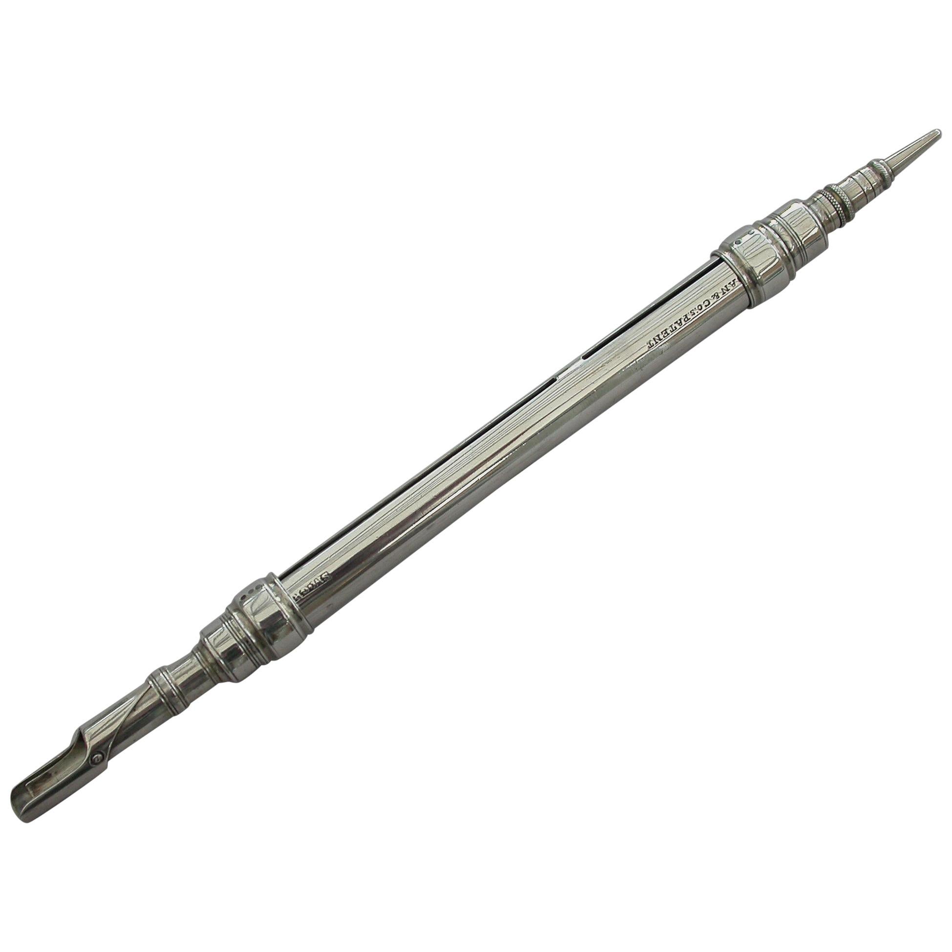George IV Antique Silver Combined Propelling Pencil 
Pen, 1825 For Sale