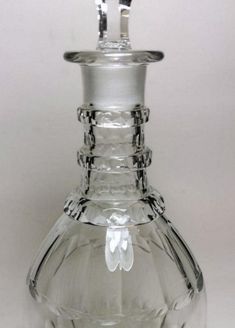 George IV Bottle Decanter English Crystal Cut Bottle In Good Condition In Prato, Tuscany