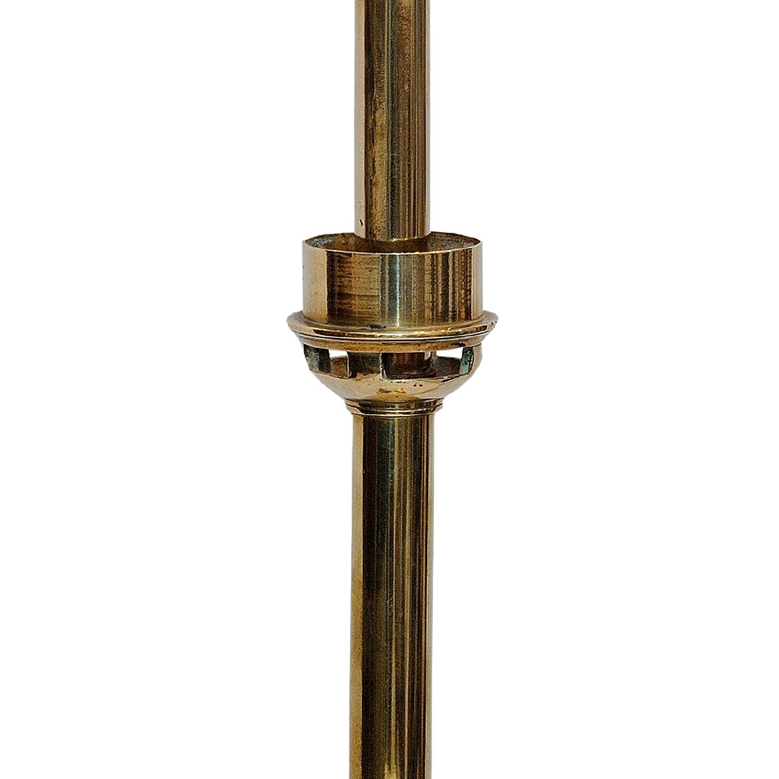 Polished George IV Brass Column Lamp by Palmer & Co., circa 1825 For Sale