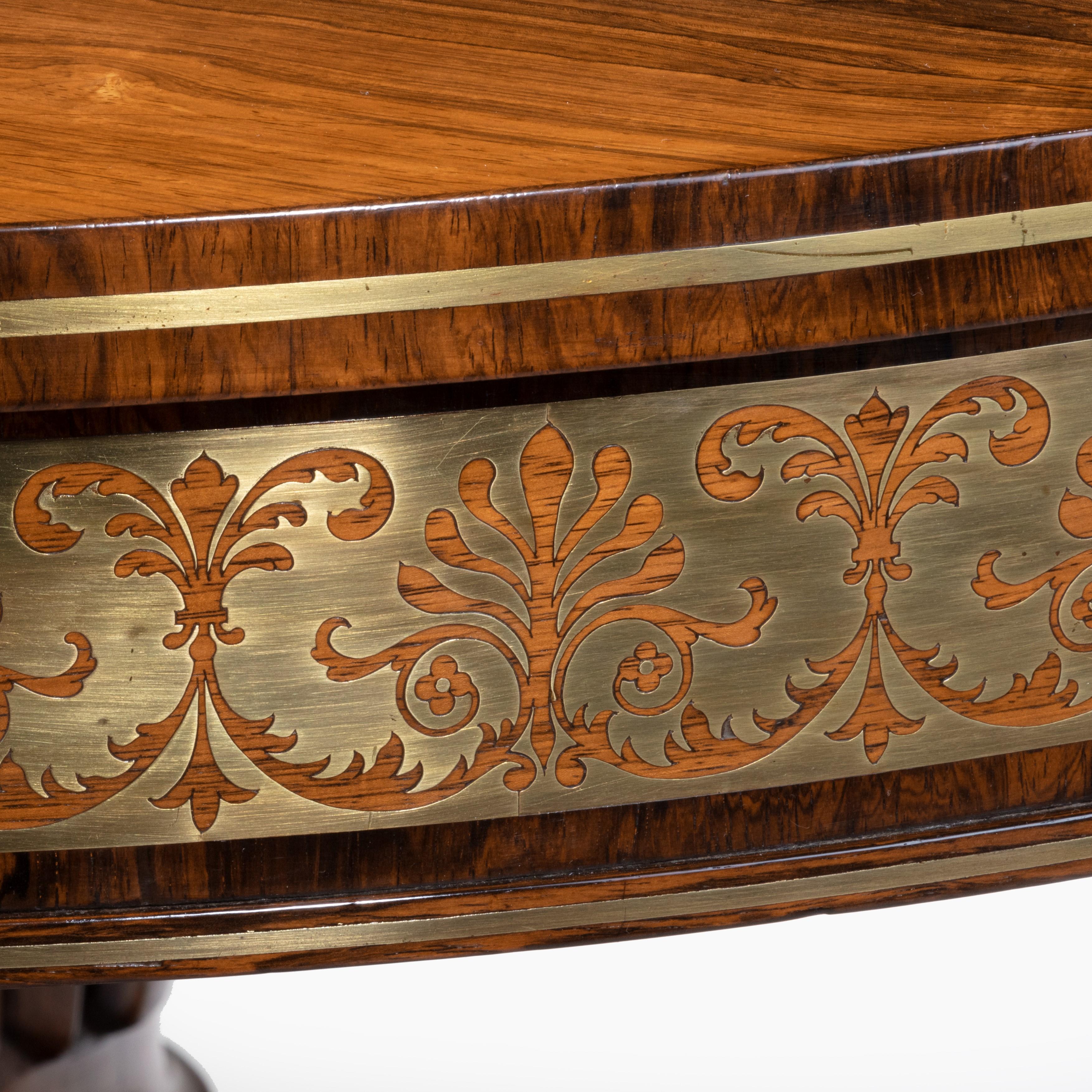 George IV Brass-Inlaid Rosewood Centre Table Attributed to Gillows In Excellent Condition In Lymington, Hampshire