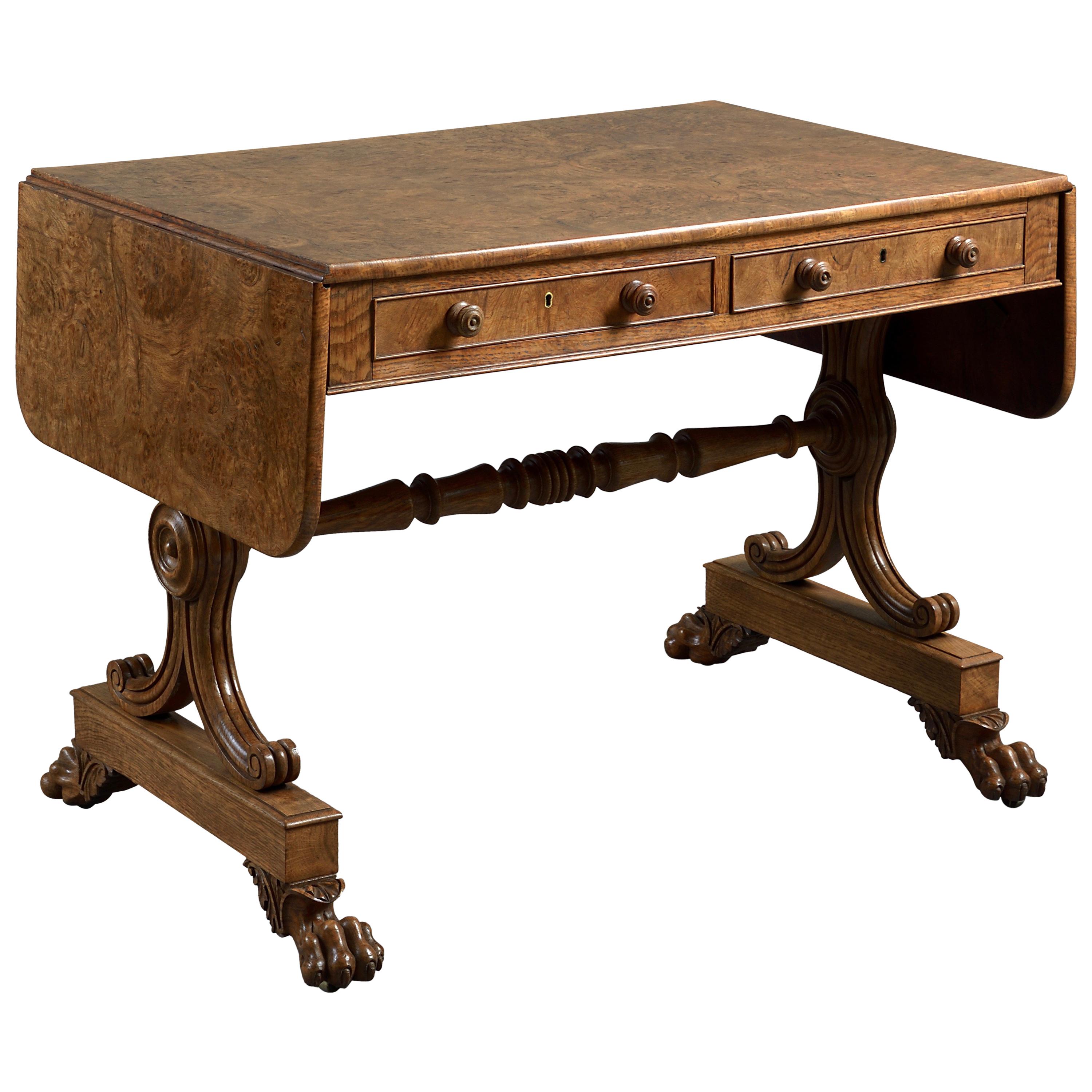 George IV Burr Oak Sofa Table For Sale