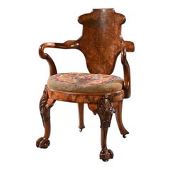 Antique George IV Burr Walnut Armchair Attr. to Gillows