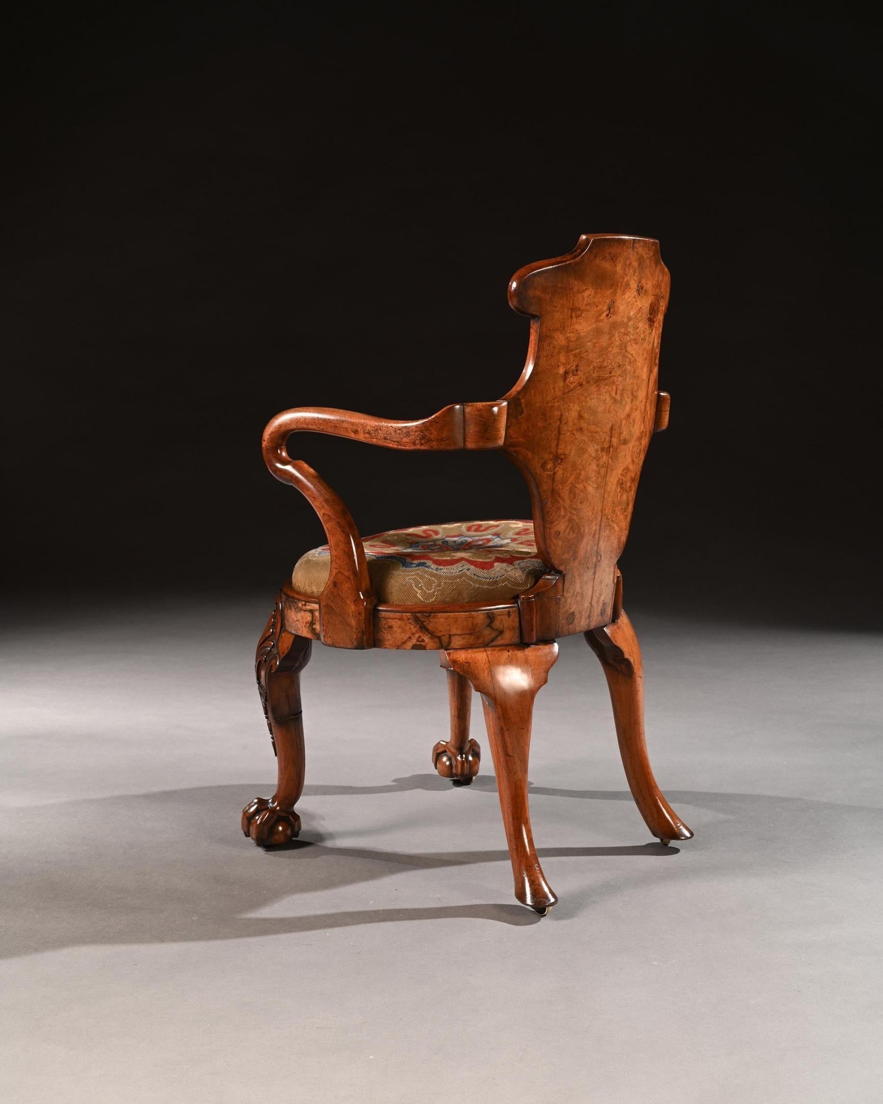 George IV Burr Walnut Armchair Attr. to Gillows 1