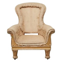 George IV Carved Giltwood Library Chair of Generous Proportions