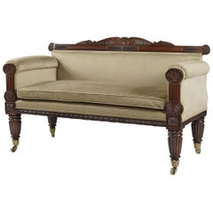 George IV Carved Mahogany Sofa in the Grecian Manner with Taupe Upholstery