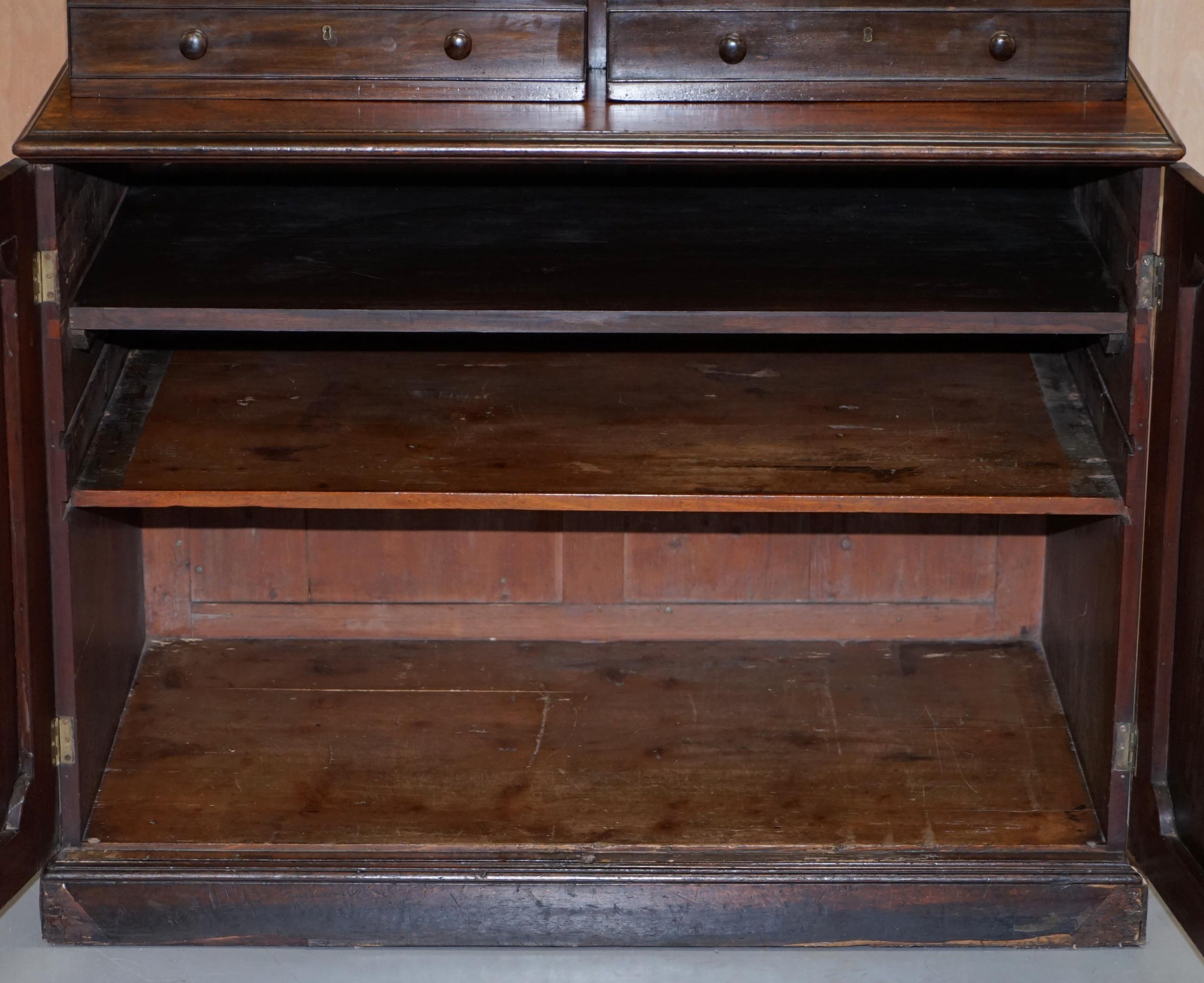 George IV circa 1820 Hardwood Library Bookcase Inc Drawers Ornate Astral Glazing For Sale 4