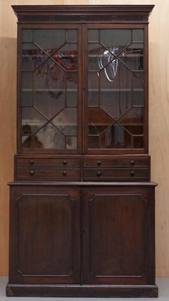 George IV circa 1820 Hardwood Library Bookcase Inc Drawers Ornate Astral Glazing