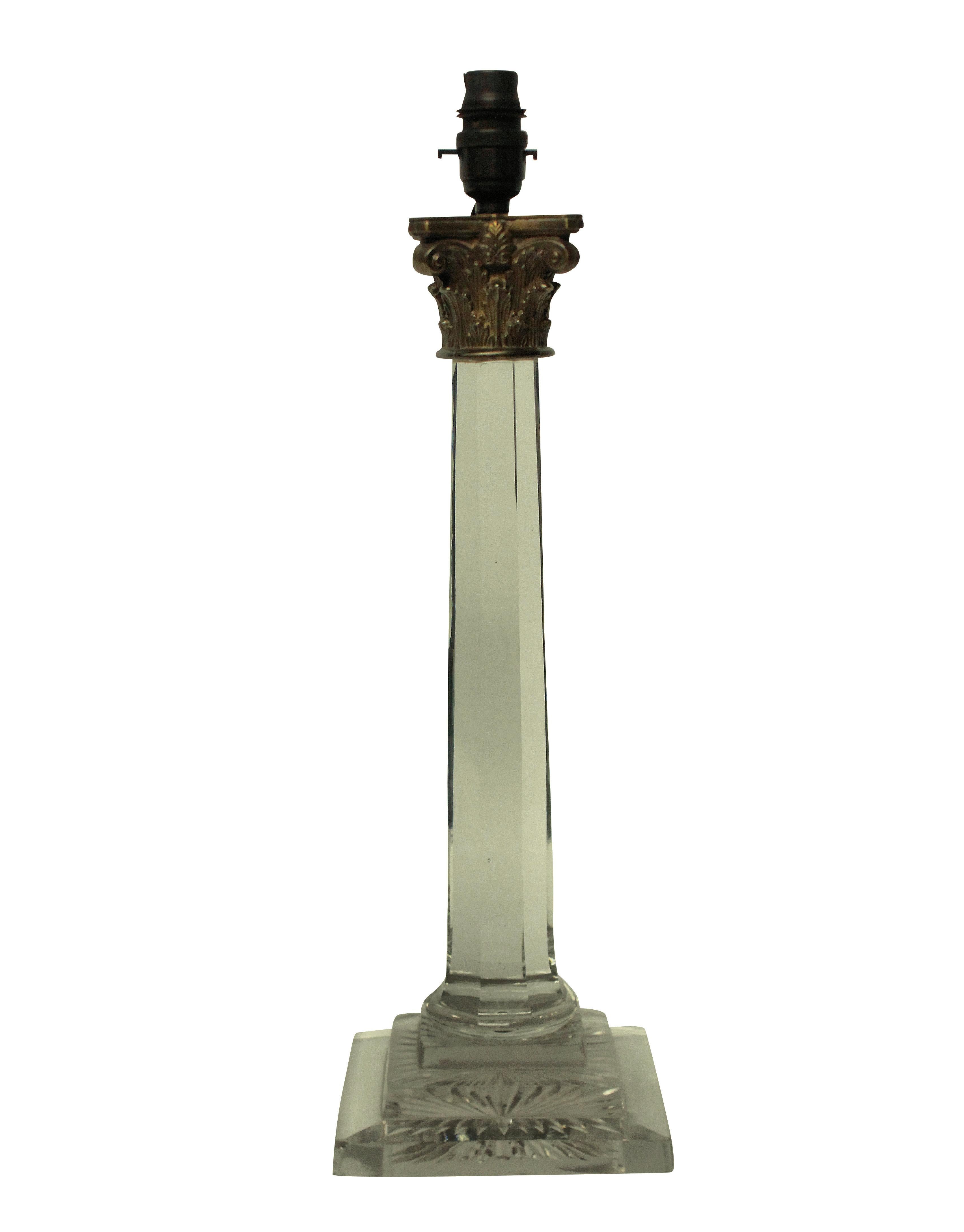 Mid-19th Century George IV Cut-Glass Column Lamp