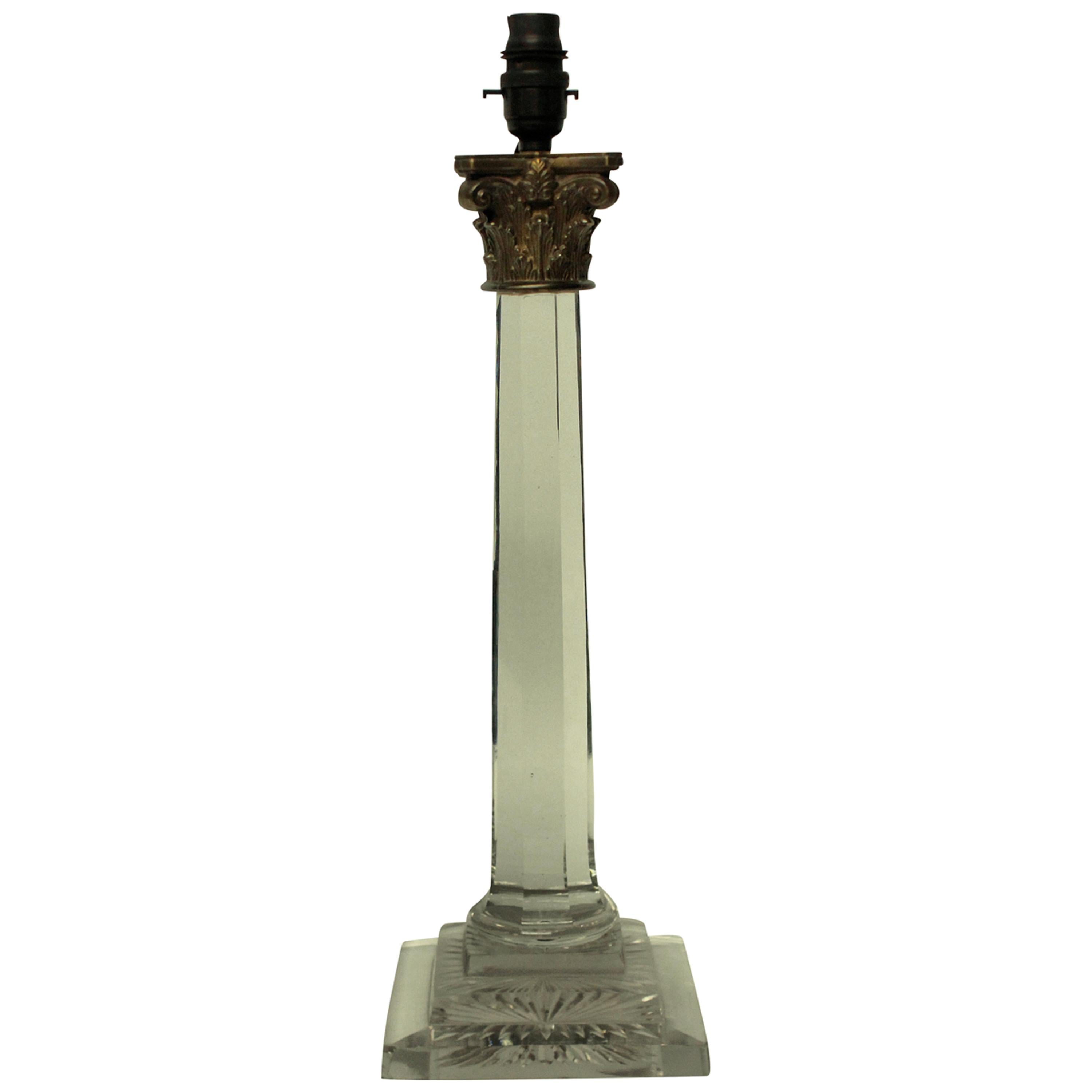 George IV Cut Glass Column Lamp