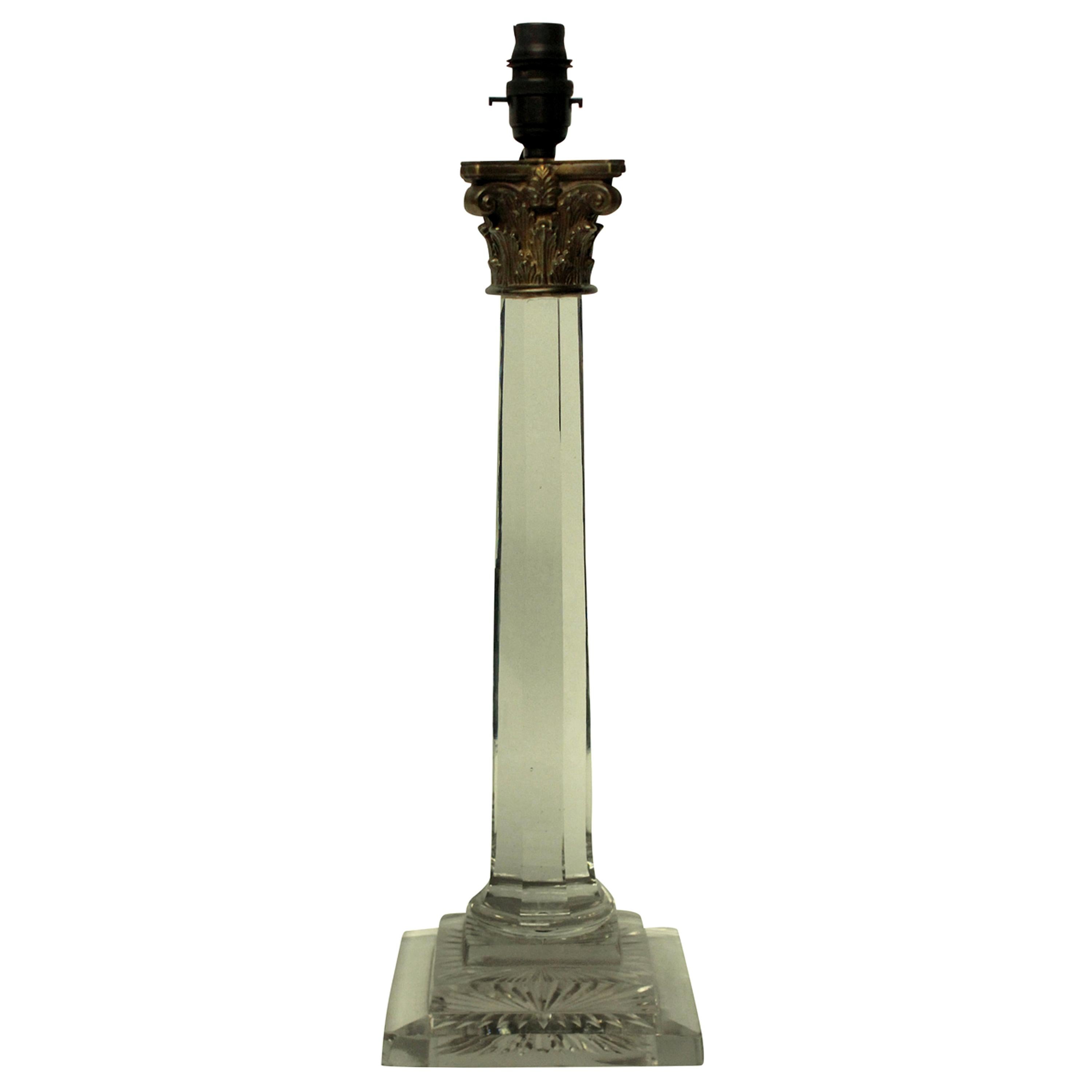 George IV Cut-Glass Column Lamp