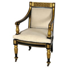 George IV Ebonized and Parcel-Gilt Armchair in the manner of Morel and Hughes